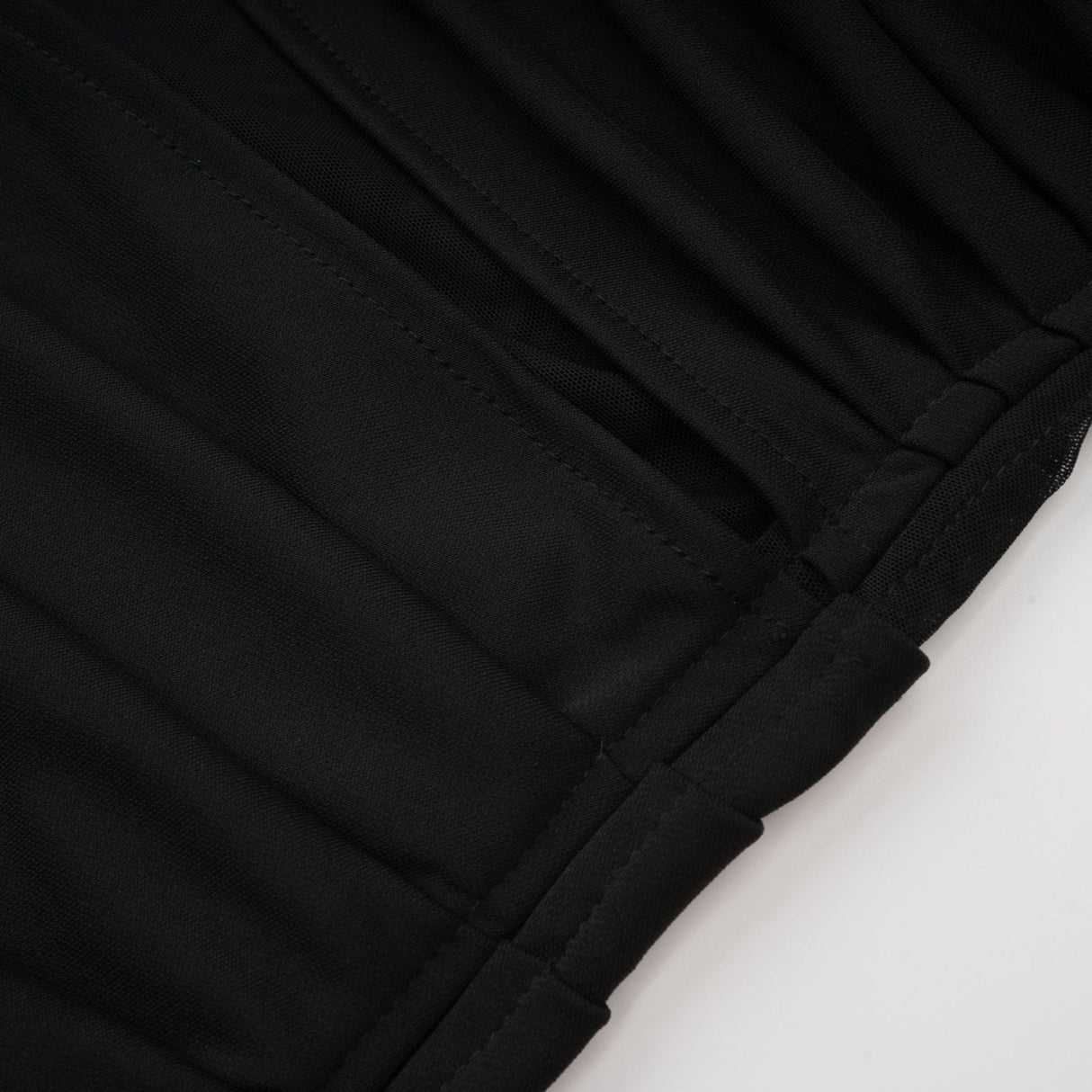 Valentina Midi Dress Black Sheer Mesh Ruched Asymmetric Hem Zip Detail