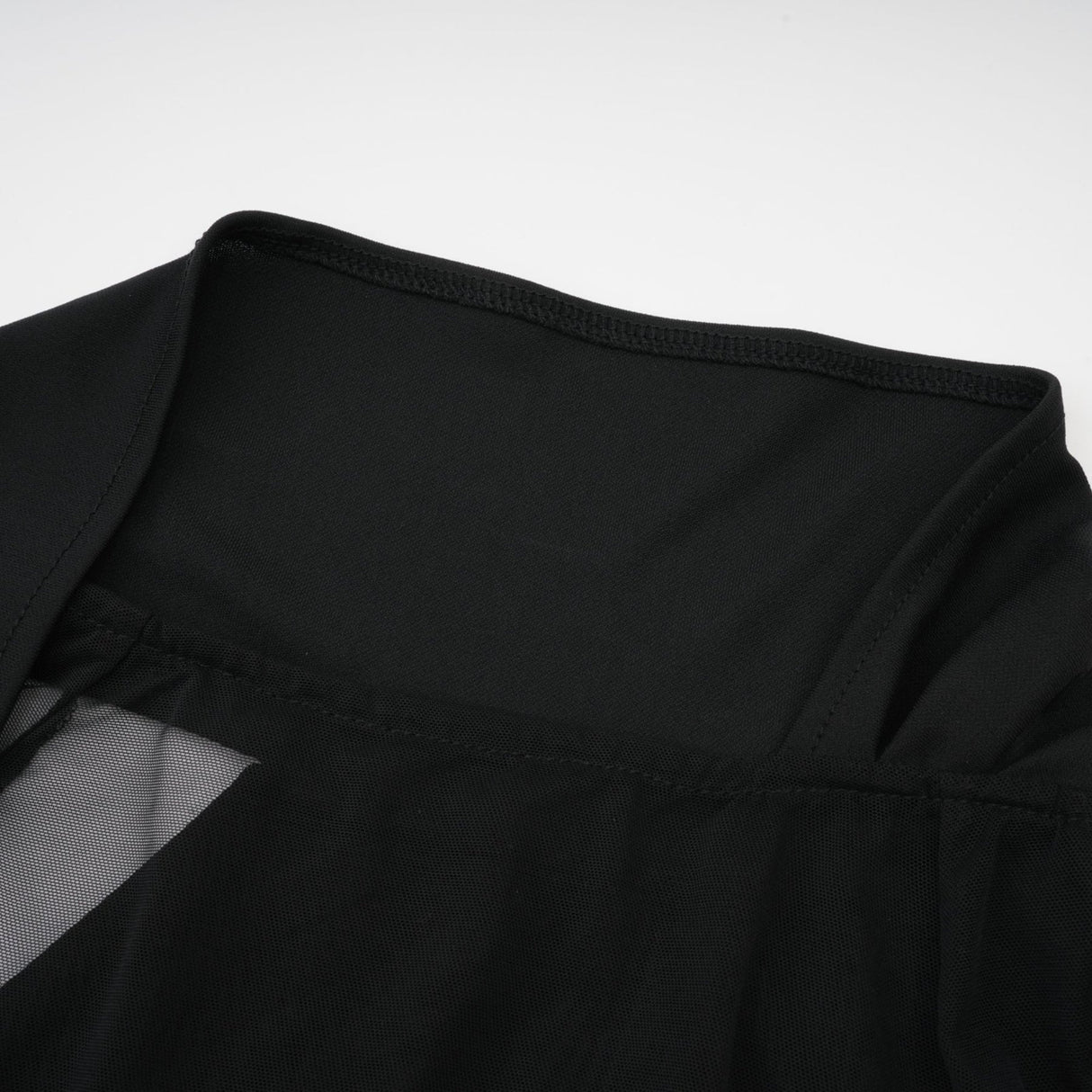 Valentina Midi Dress Black Sheer Mesh Ruched Asymmetric Hem Zip Detail