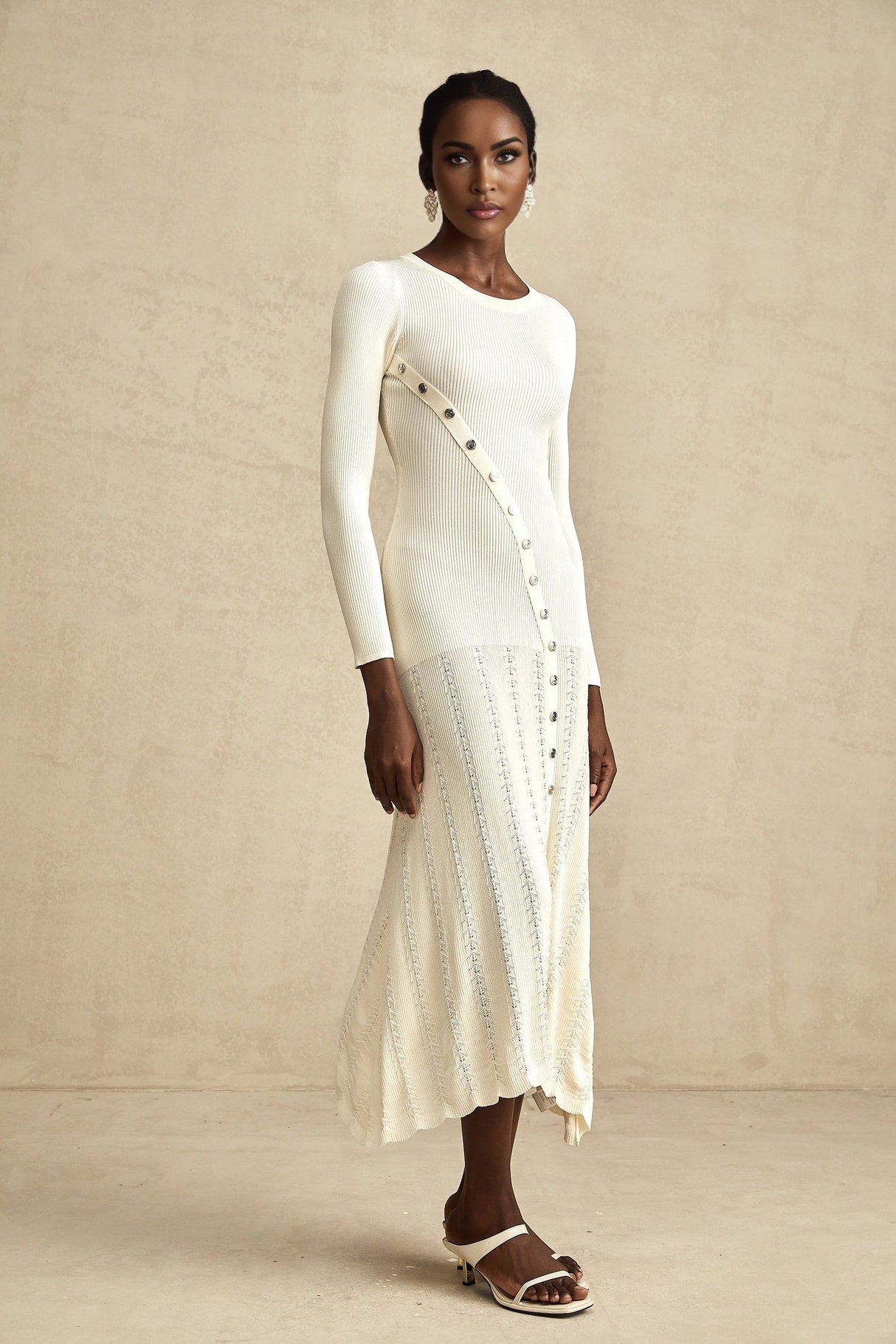 Valentina Round Neck Long Sleeve Midi Dress