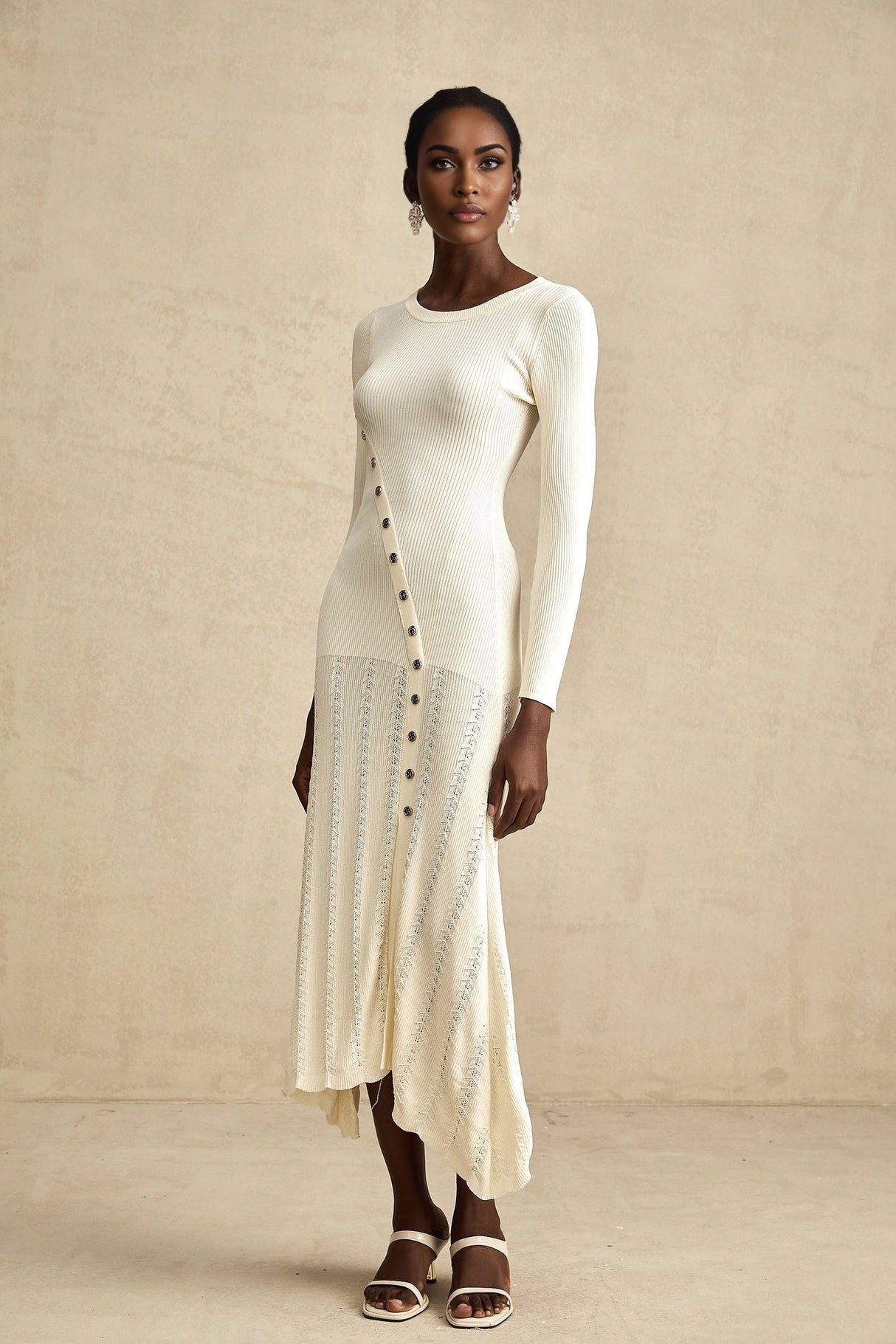 Valentina Round Neck Long Sleeve Midi Dress