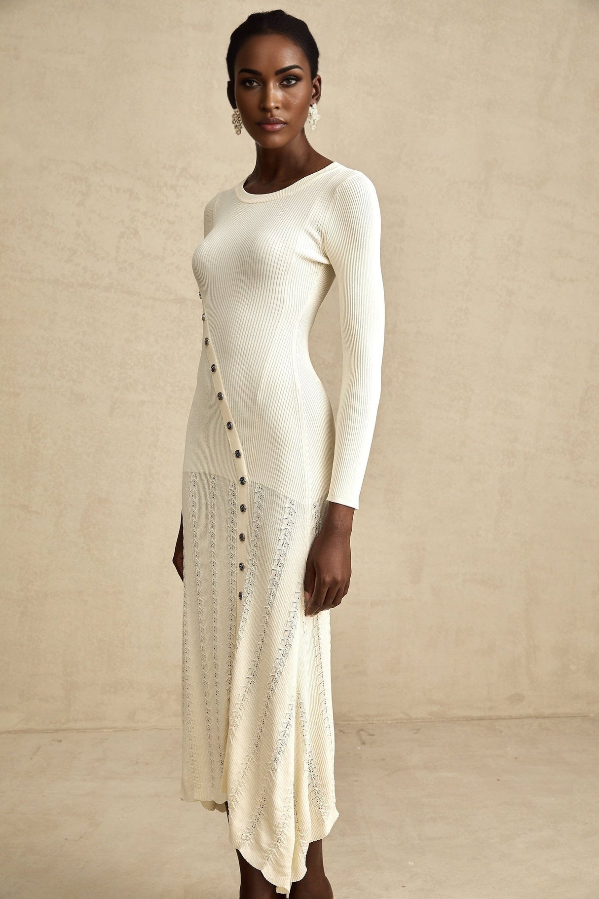 Valentina Round Neck Long Sleeve Midi Dress