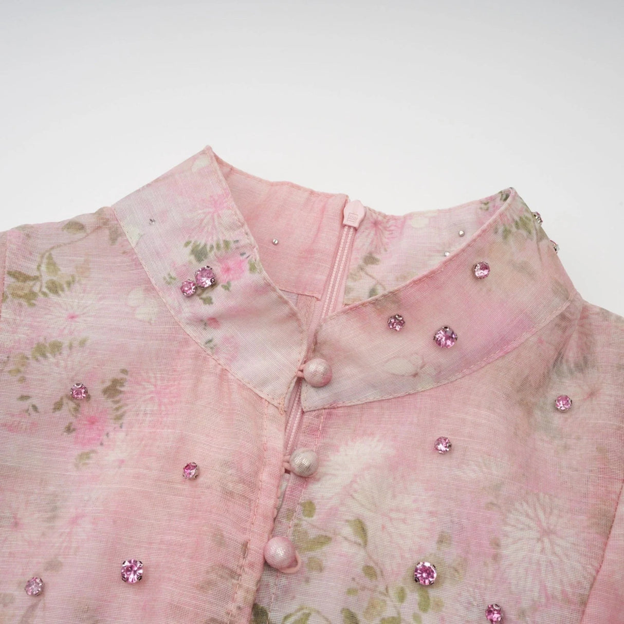 Valeria Midi Dress Floral Crystal Embellished Pink