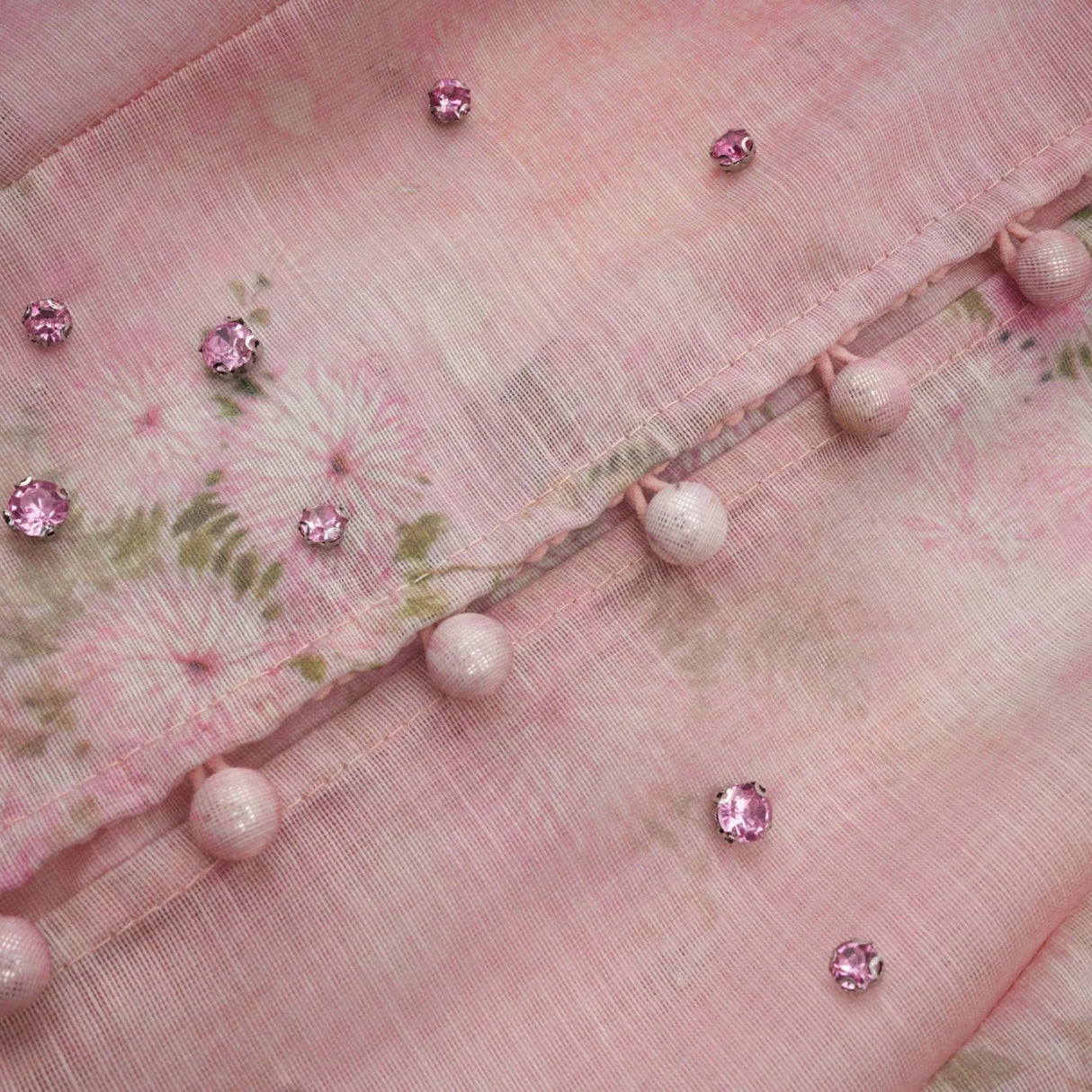 Valeria Midi Dress Floral Crystal Embellished Pink