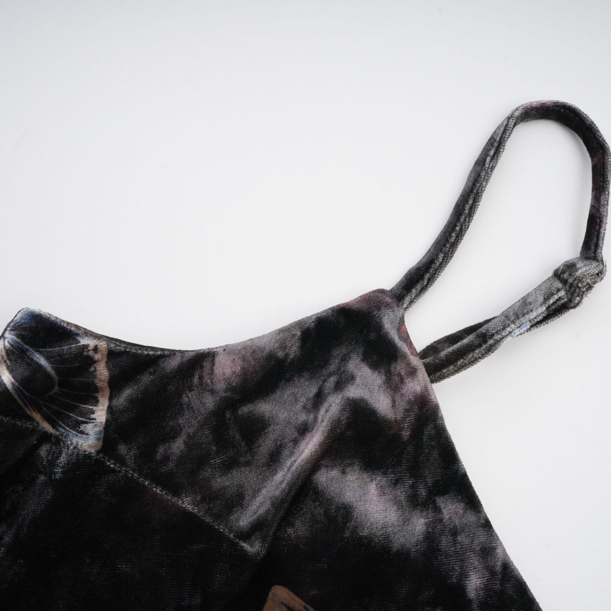 Valeria Midi Dress Velvet Butterfly Print VNeck Black Multicolor