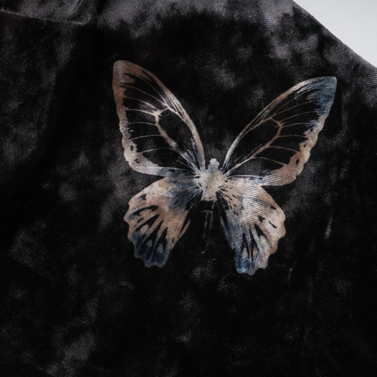 Valeria Midi Dress Velvet Butterfly Print VNeck Black Multicolor