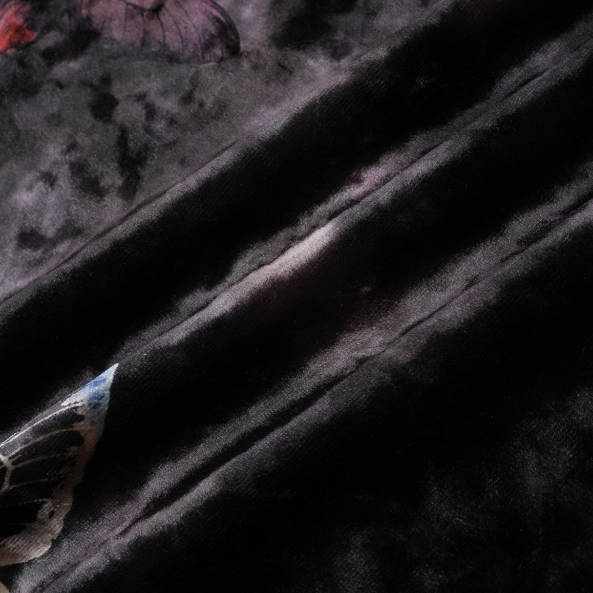 Valeria Midi Dress Velvet Butterfly Print VNeck Black Multicolor