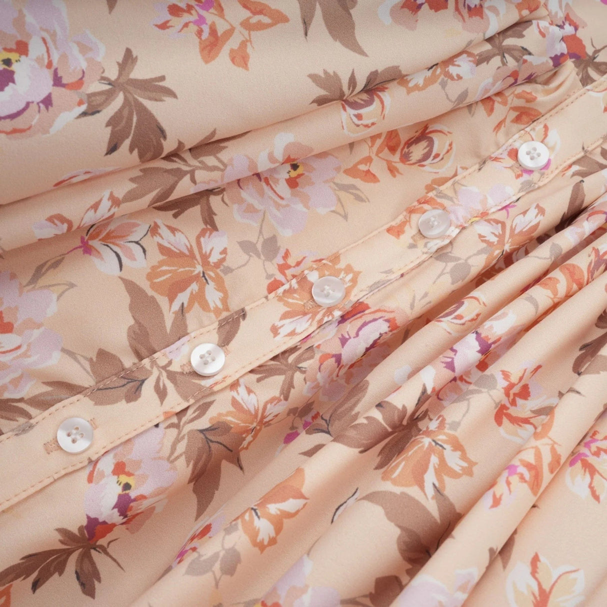 Valeria Midi Dress Yellow Floral Print Buttoned Front Slit - Elegant Pleat