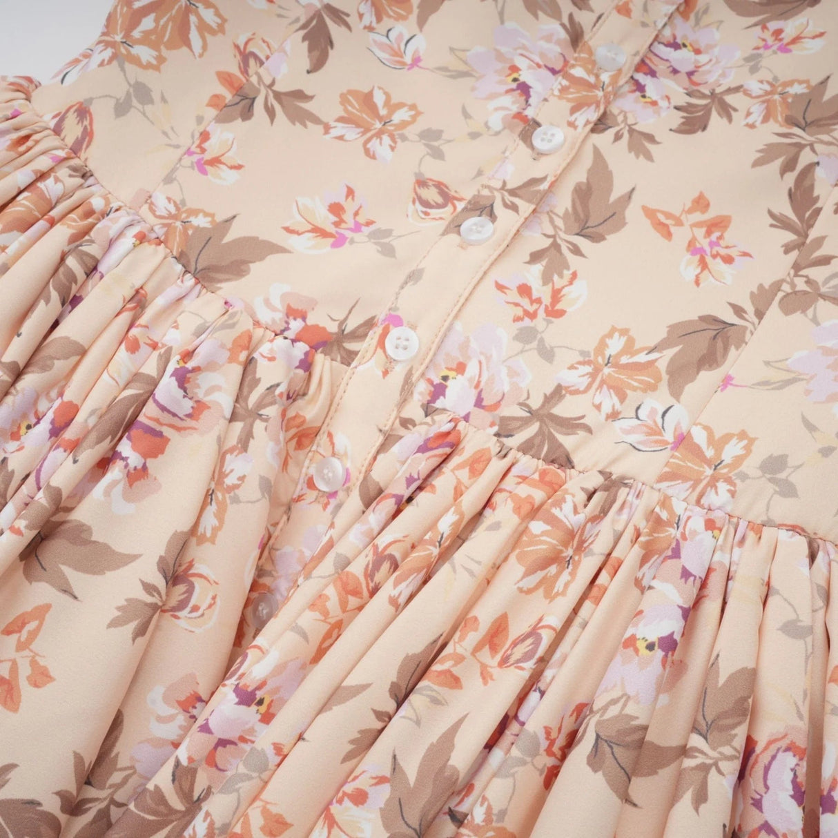 Valeria Midi Dress Yellow Floral Print Buttoned Front Slit - Elegant Pleat