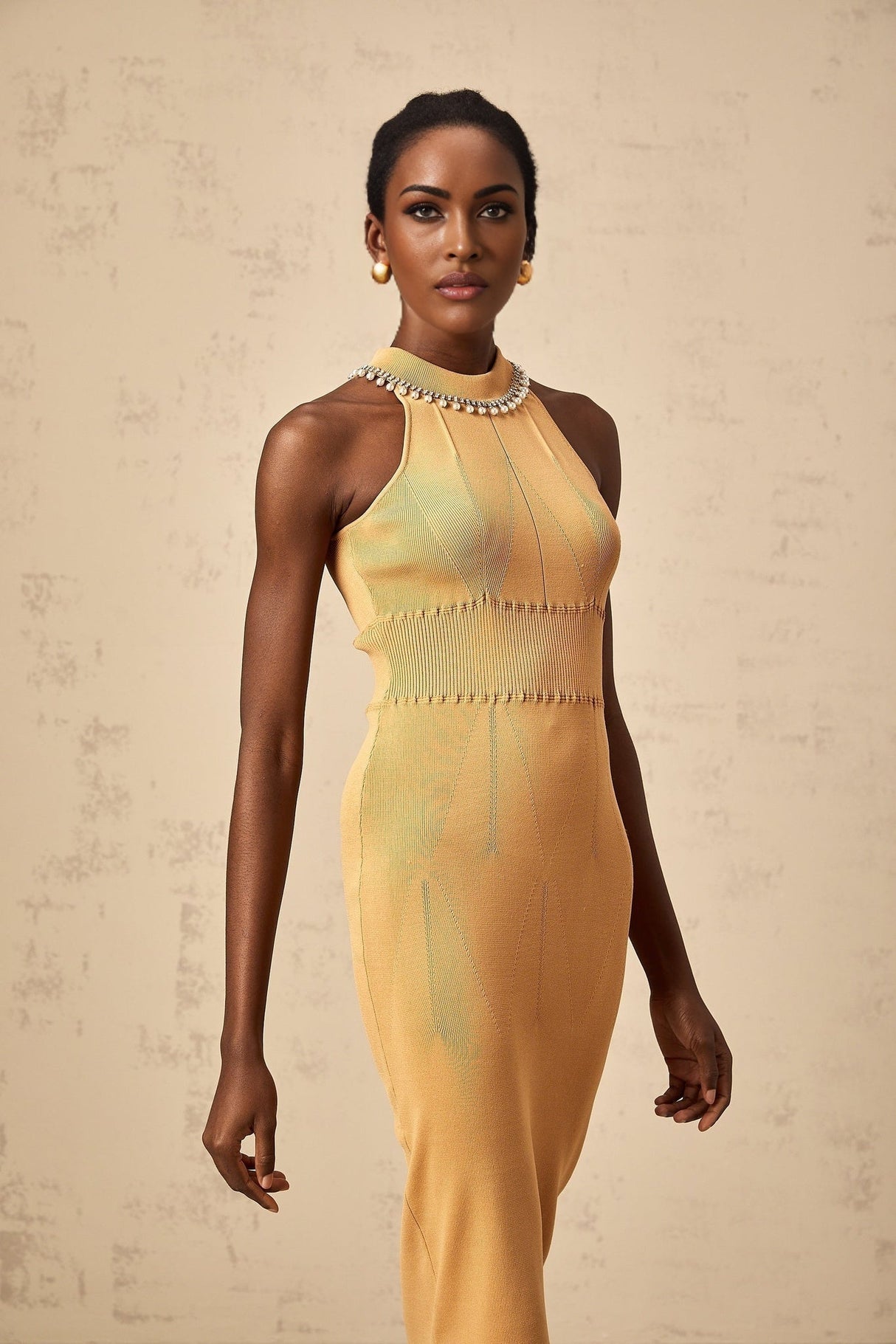 Valeria Sleeveless Midi Dress with Cinched Waist