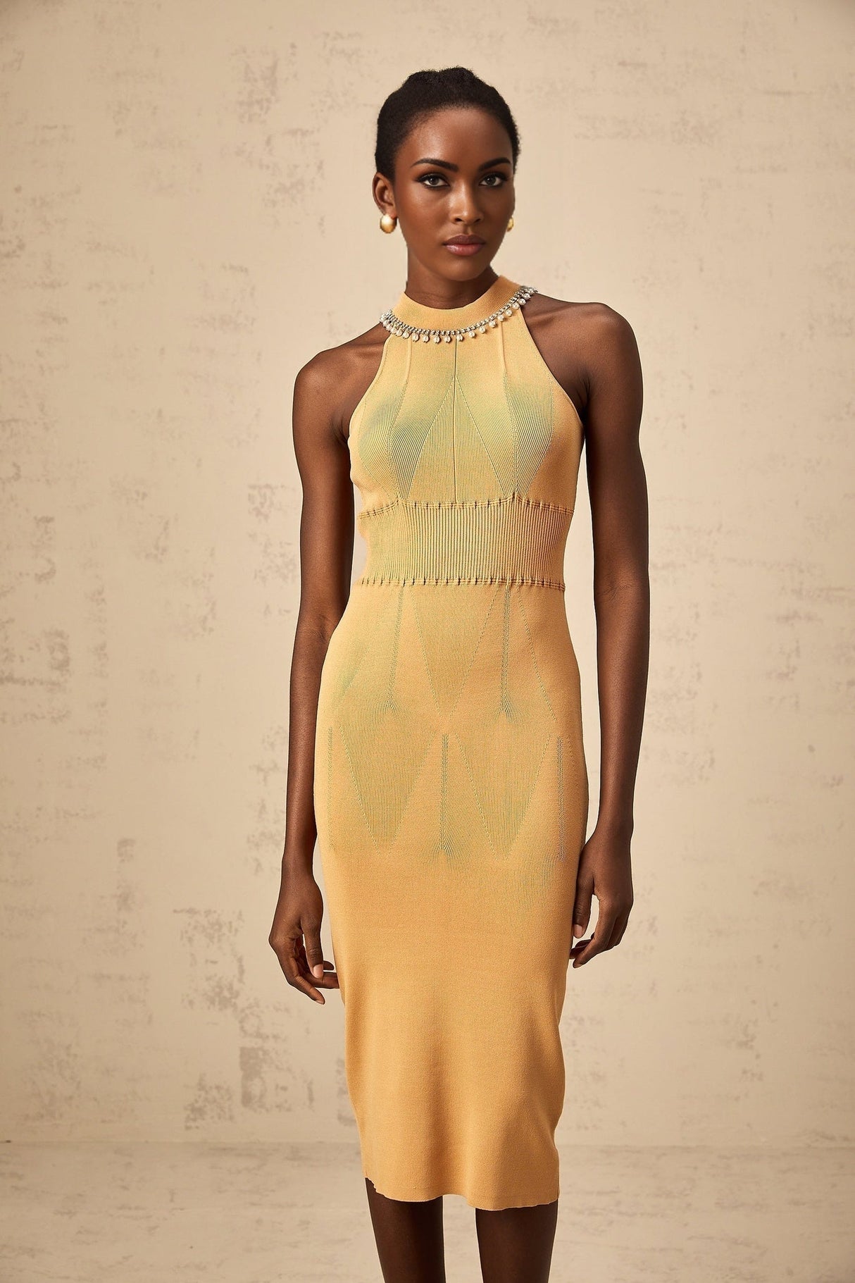 Valeria Sleeveless Midi Dress with Cinched Waist