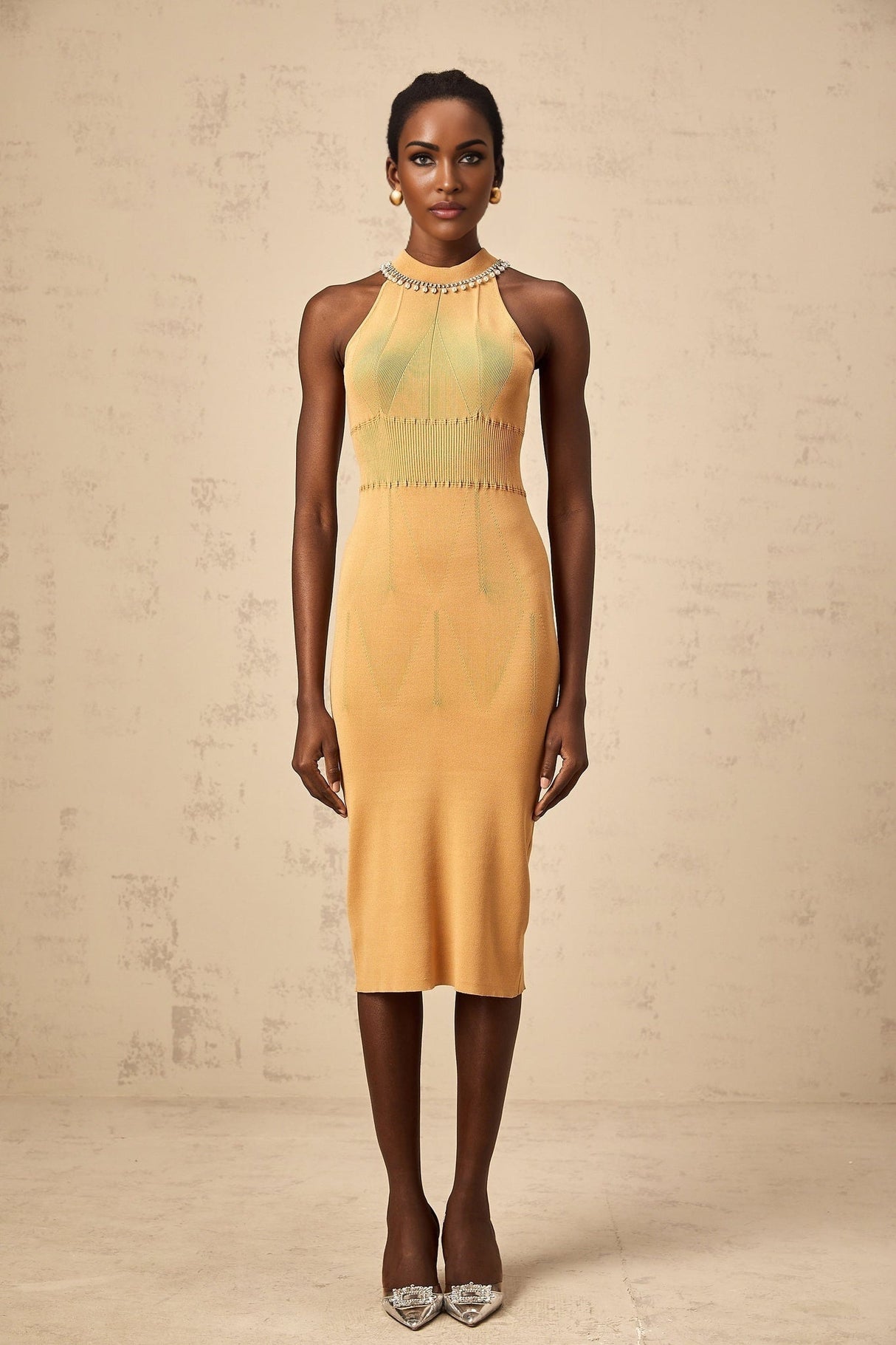 Valeria Sleeveless Midi Dress with Cinched Waist