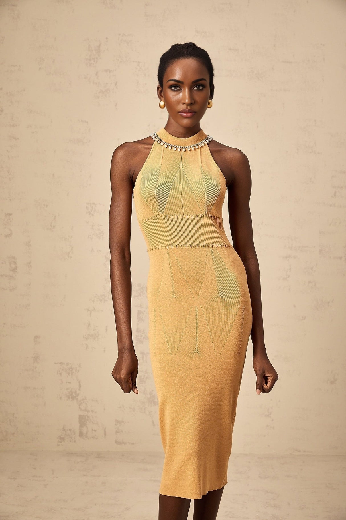 Valeria Sleeveless Midi Dress with Cinched Waist