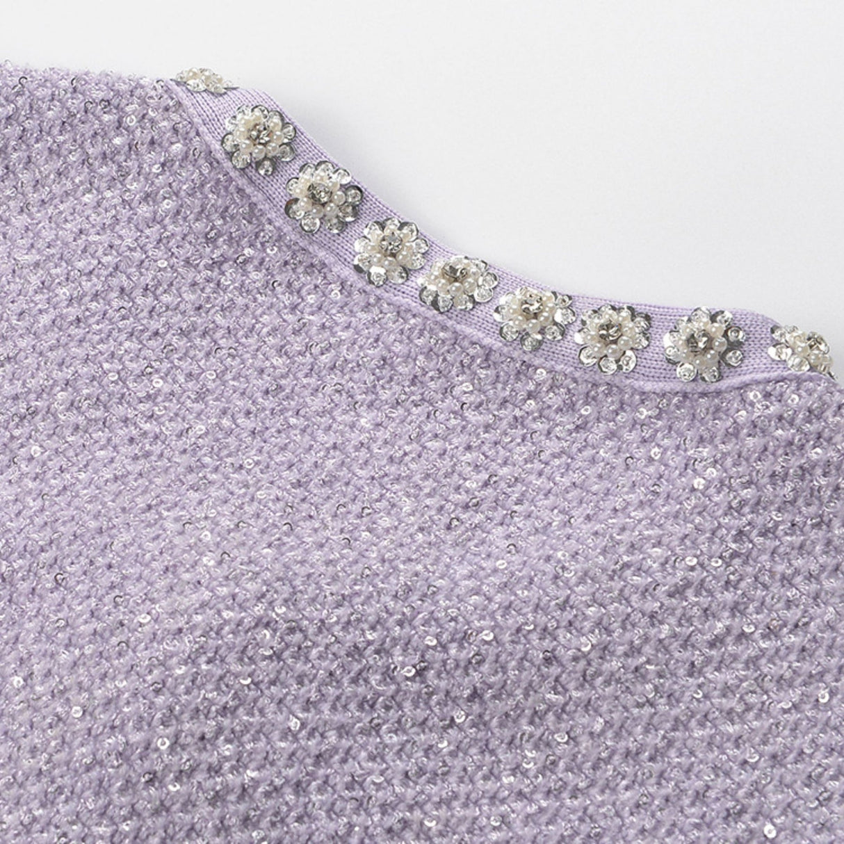 Valeriana Mini Dress Purple Sequin Crystal Embellished Pocketed