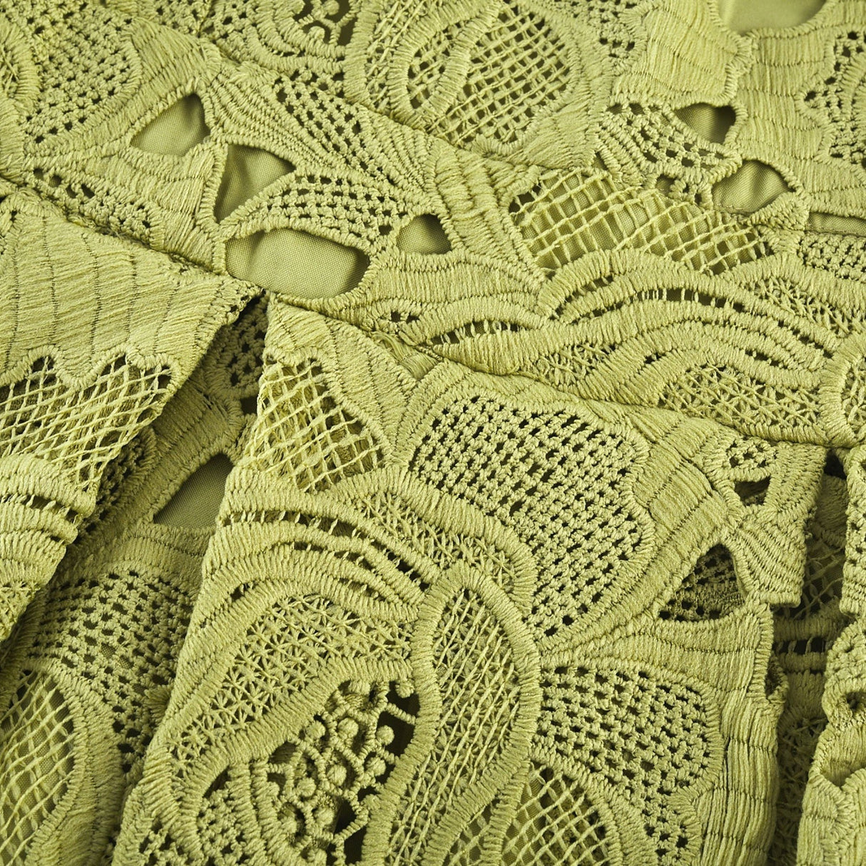 Valérie Green Embroidered A - Line Mini Dress With Cutout Details