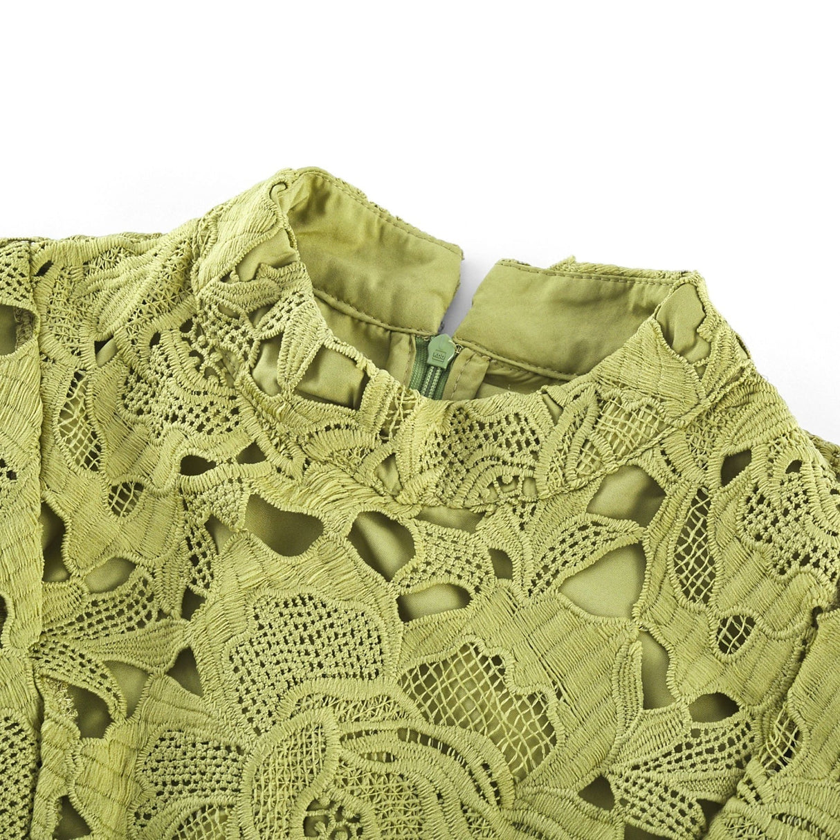 Valérie Green Embroidered A - Line Mini Dress With Cutout Details