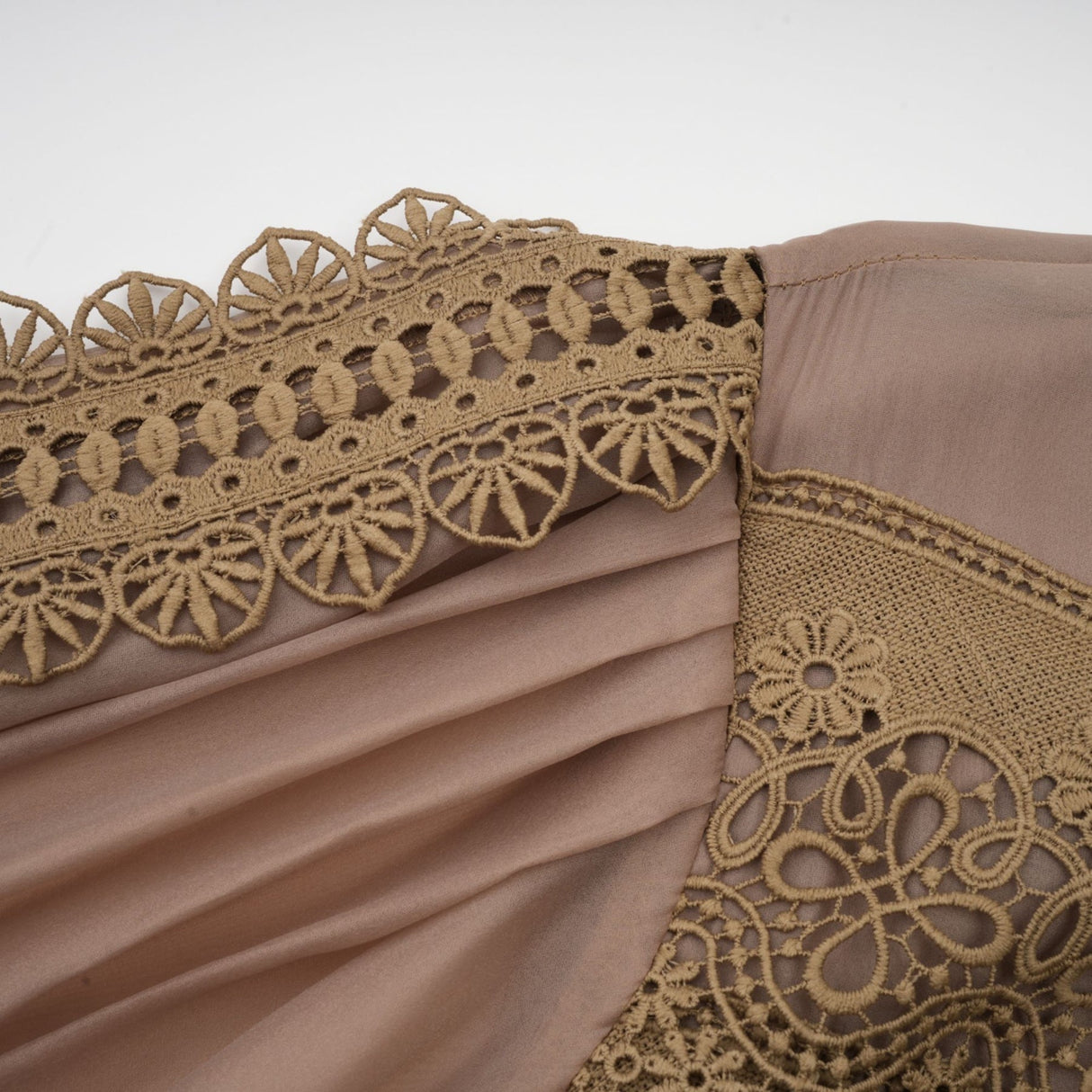 Vanessa Mini Dress Olive Green Lace Detail Flare & Layered