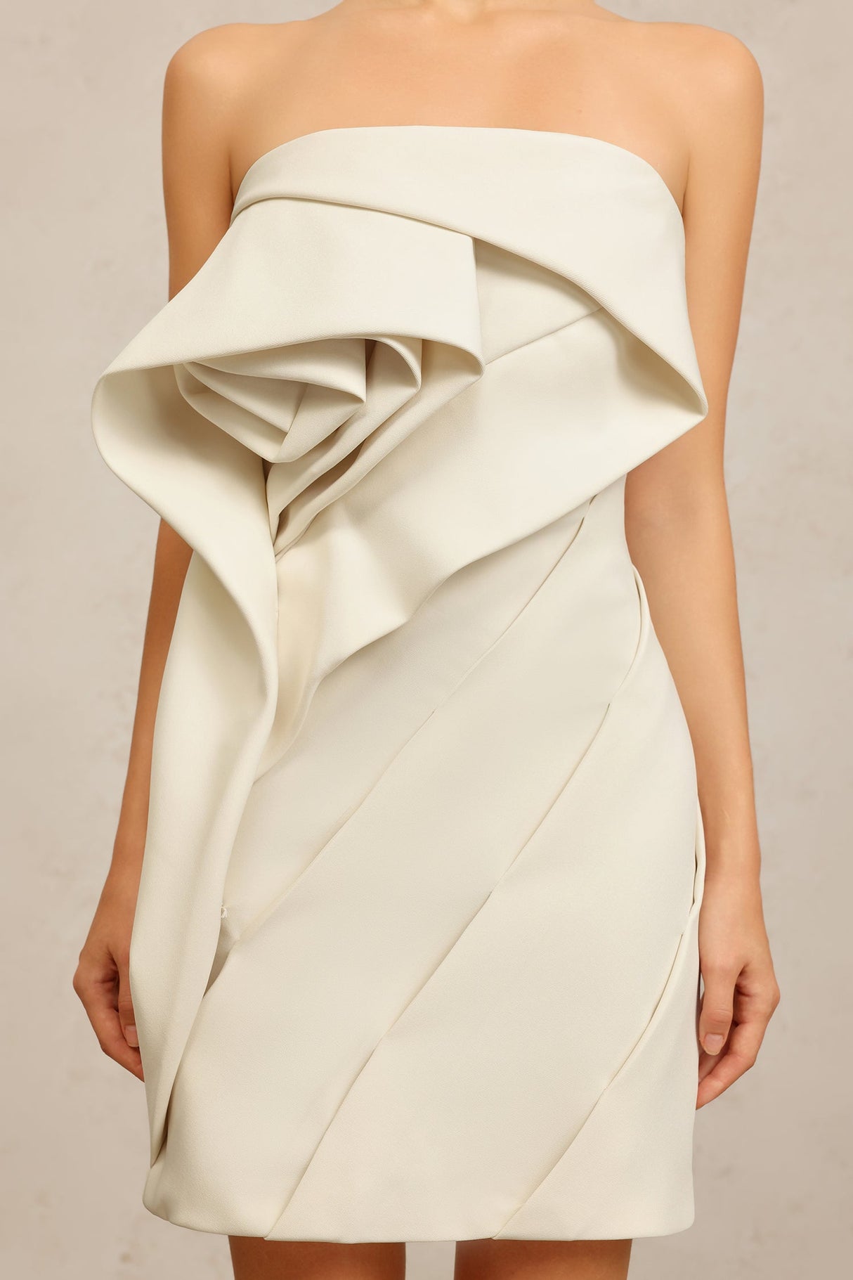 Vera Beige Ruffle Mini Dress for Women