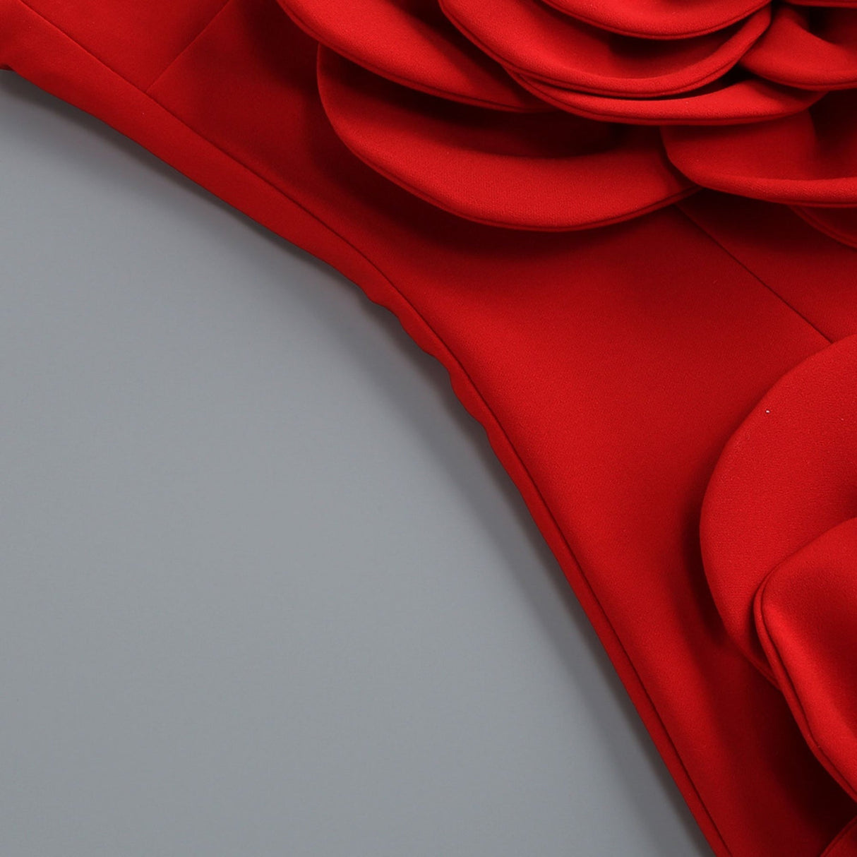 Vera Dress Red Faux - Flower Back - Zip Chic Scoop - Back High - Waisted