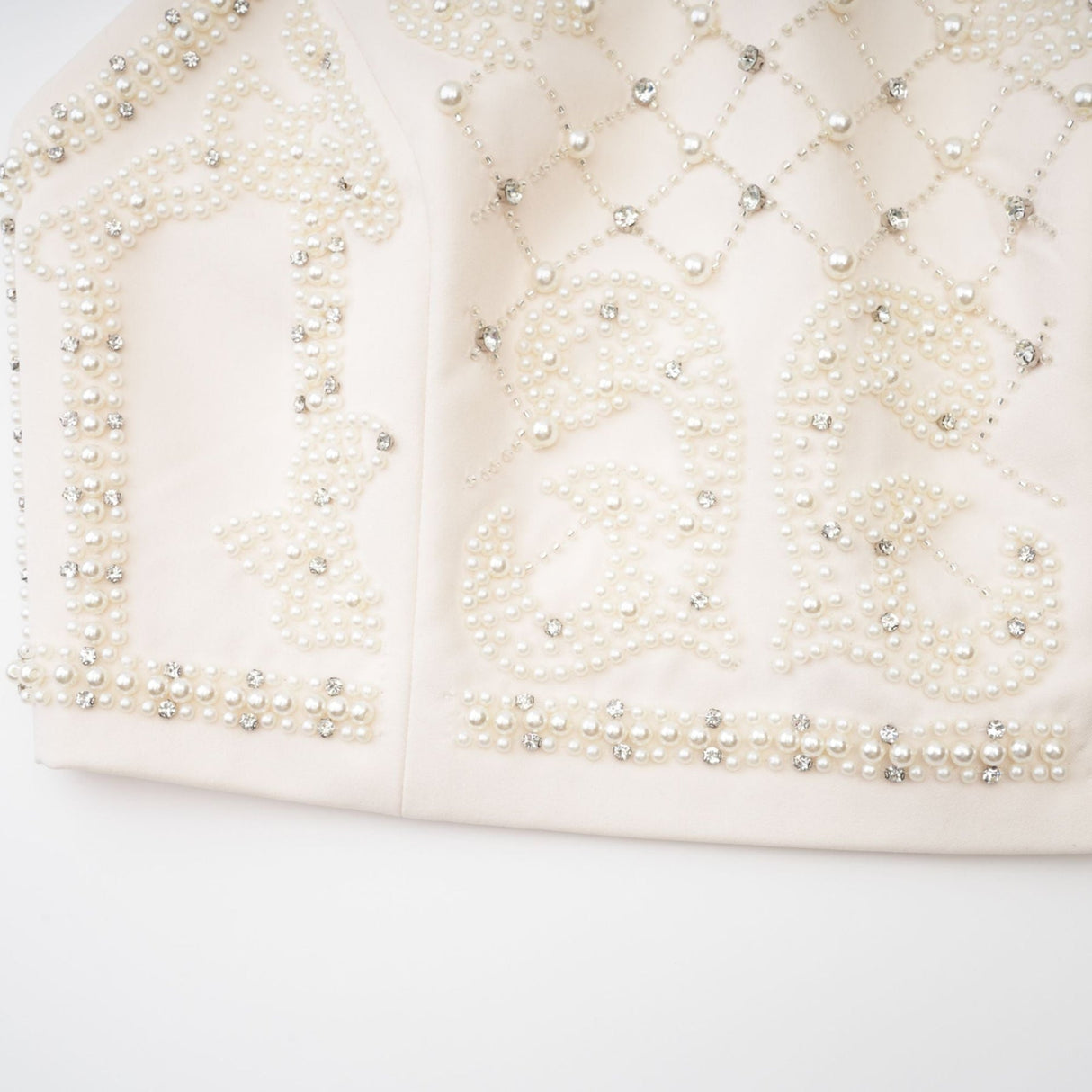 Vera Halterneck Skirt & Top Set Crystal Faux - Pearl Embellishment