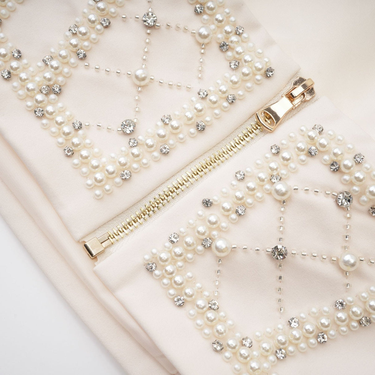 Vera Halterneck Skirt & Top Set Crystal Faux - Pearl Embellishment