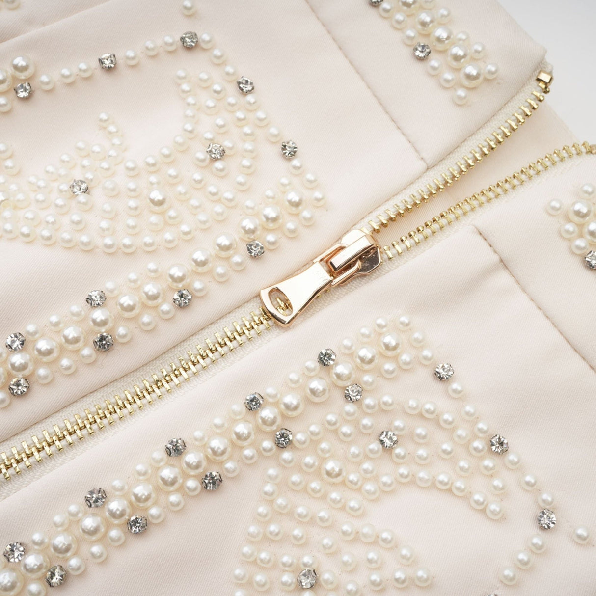 Vera Halterneck Skirt & Top Set Crystal Faux - Pearl Embellishment