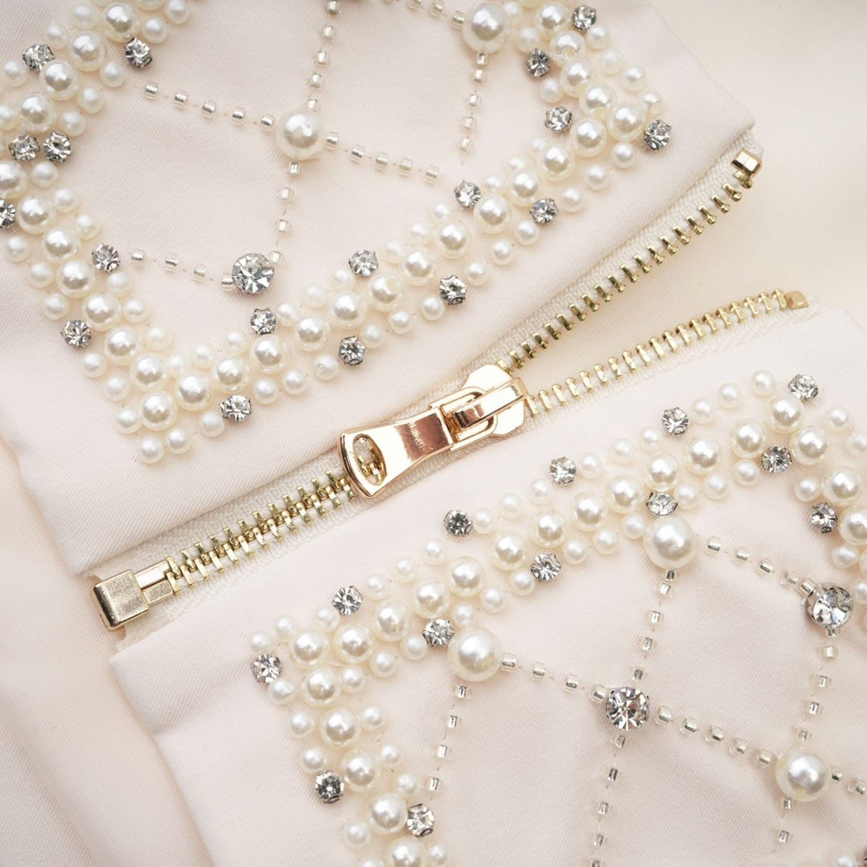 Vera Halterneck Skirt & Top Set Crystal Faux - Pearl Embellishment