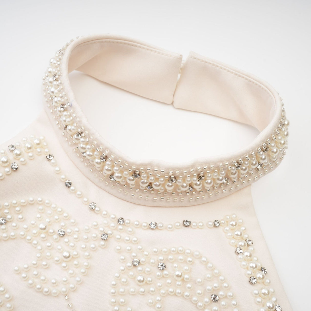 Vera Halterneck Skirt & Top Set Crystal Faux - Pearl Embellishment