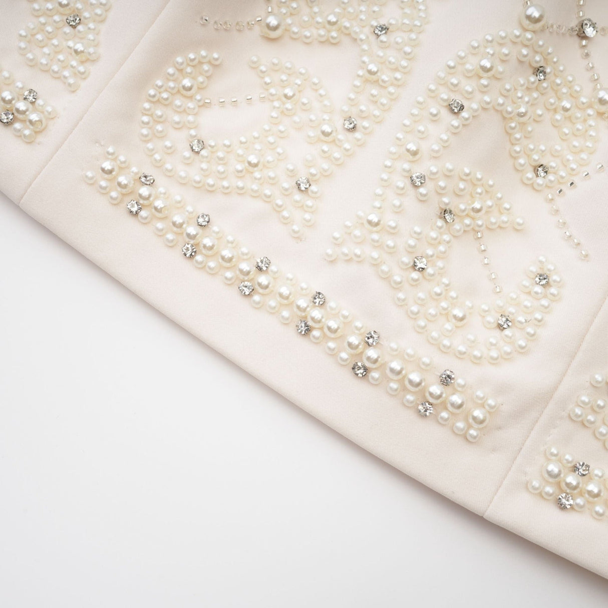 Vera Halterneck Skirt & Top Set Crystal Faux - Pearl Embellishment