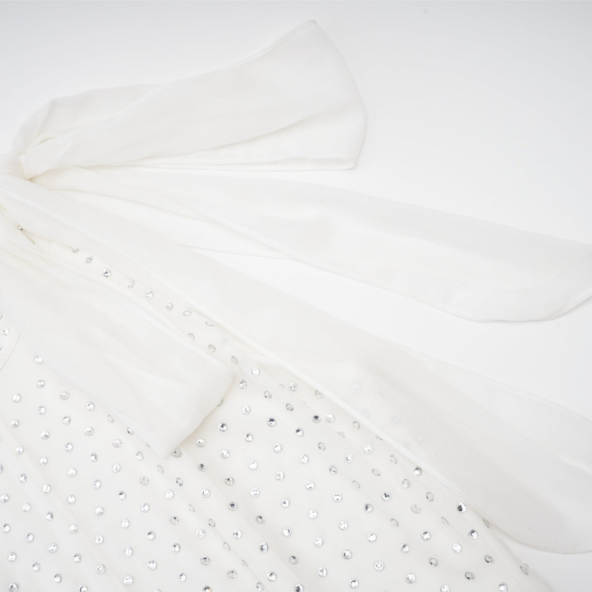 Vera Midi Dress White Crystal Bow Sleeveless Double Layer