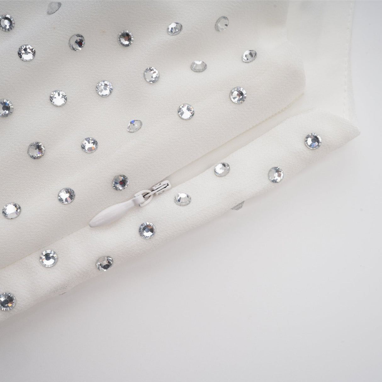 Vera Midi Dress White Crystal Bow Sleeveless Double Layer