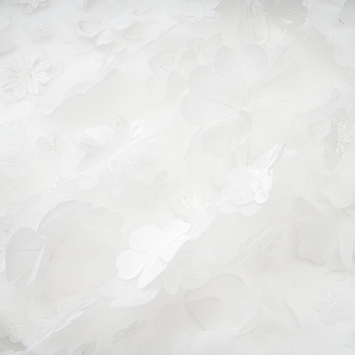 Vera Mini Dress White Layered Off the Shoulder Floral Embellished