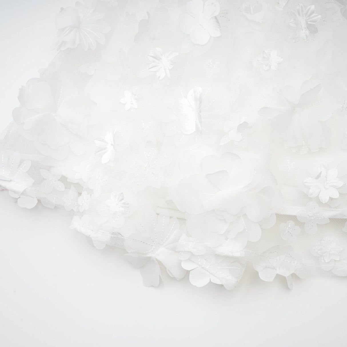 Vera Mini Dress White Layered Off the Shoulder Floral Embellished