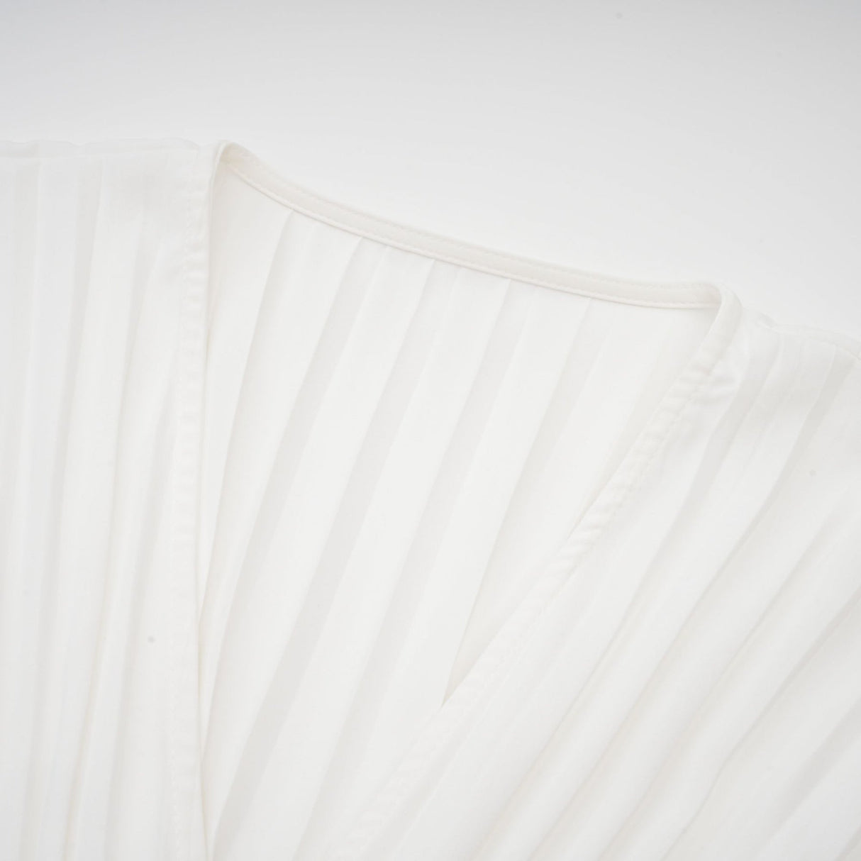 Vera Mini Dress White V Neck Flare Cuffed Pleated Chic