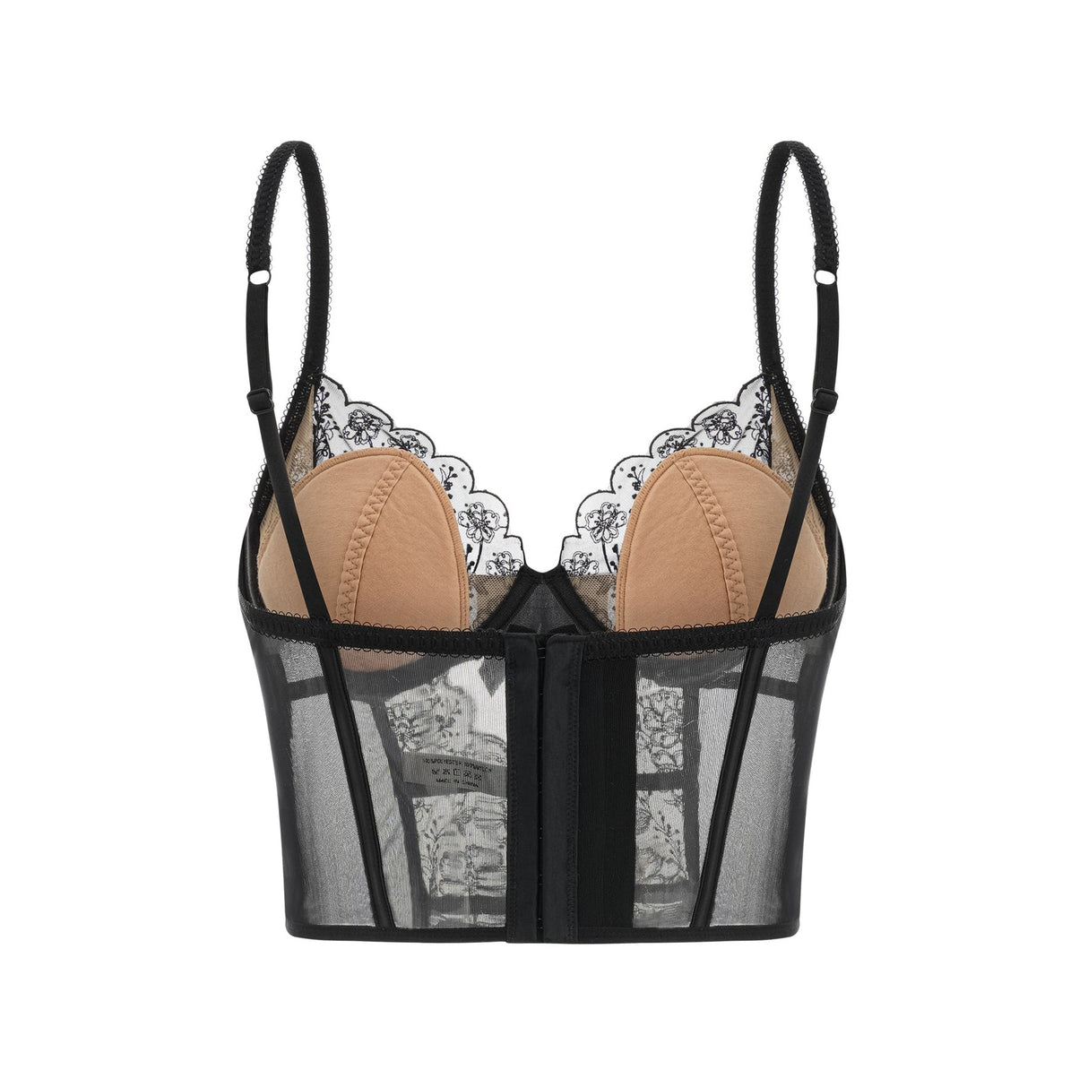 Veronica Vest Top Black Lace Bow Detail Sweetheart Cropped Mesh