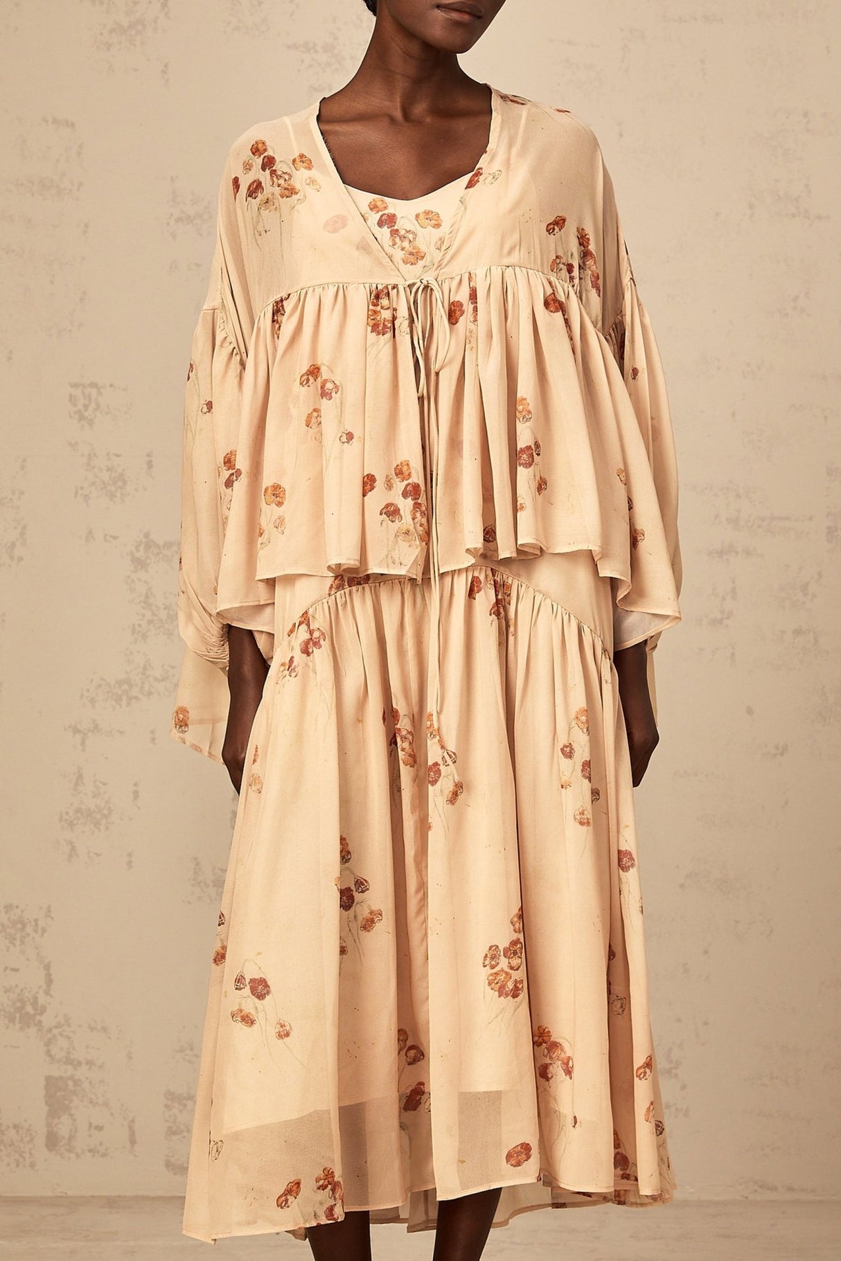 Vincenzina Blouse & Dress Coral Pink Floral Print Set