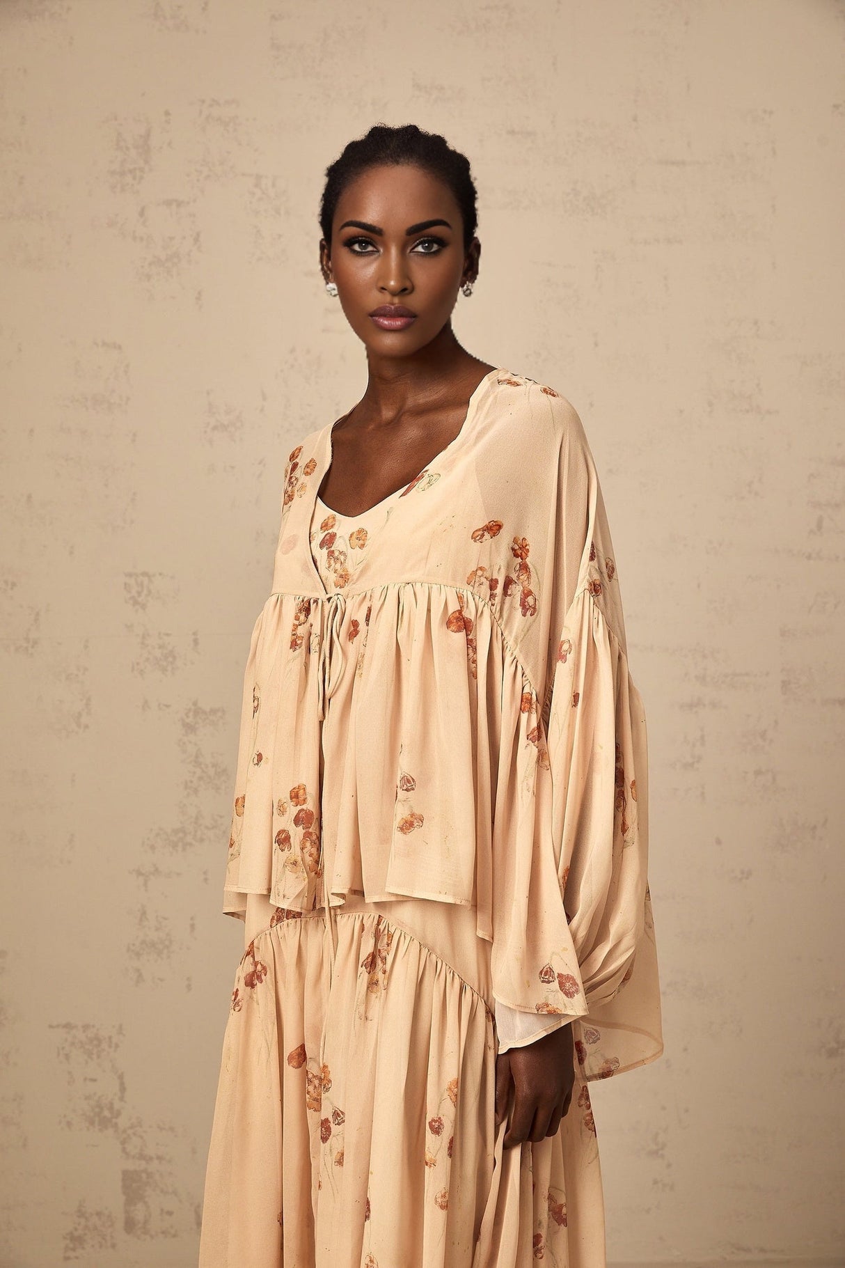 Vincenzina Blouse & Dress Coral Pink Floral Print Set