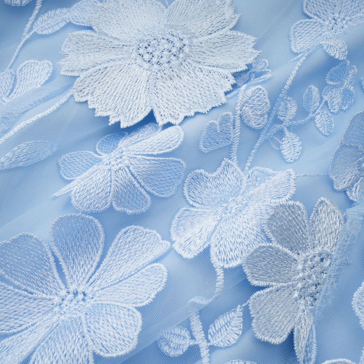 Vincenzina Floral Midi Dress in Blue with Cinched Waist & Flared Hem