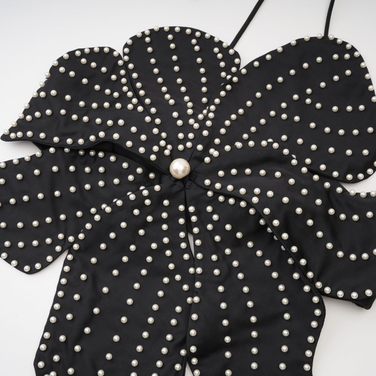 Vincenzina Top Floral Halterneck Pearl Embellished in Black
