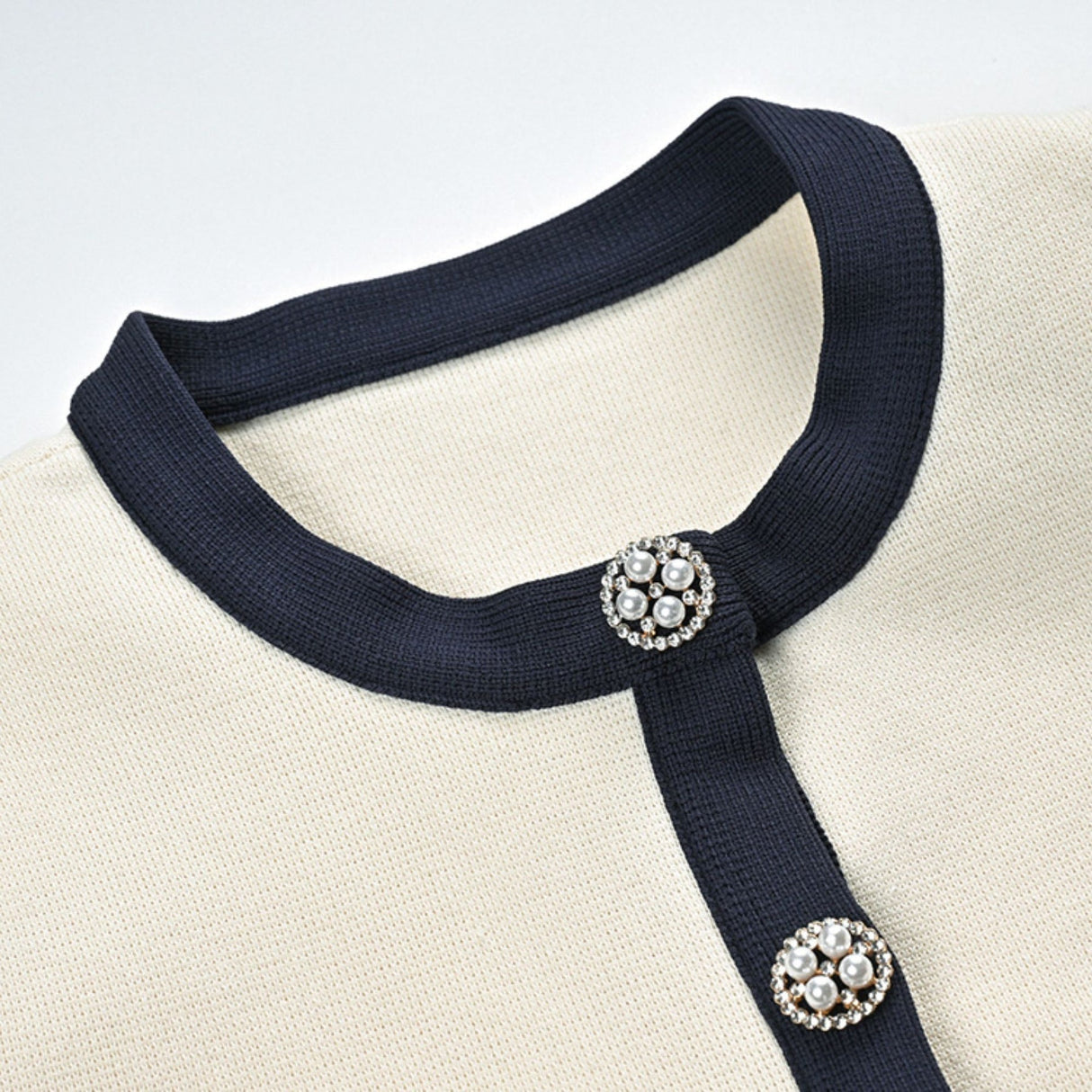 Viola Cardigan & Skirt White Black Bow Detail Matching Set