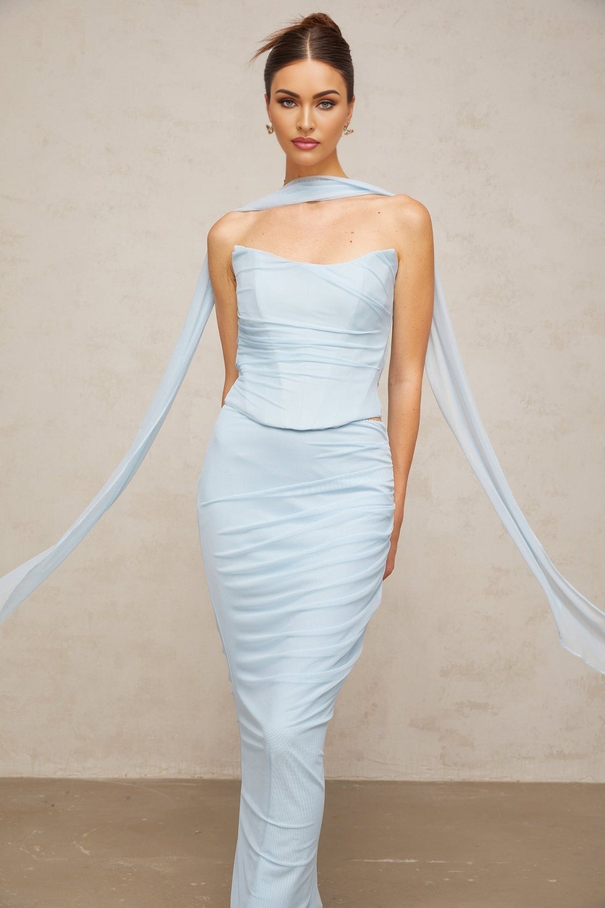 Viola Skirt & Top Set Blue Tulle Ruched