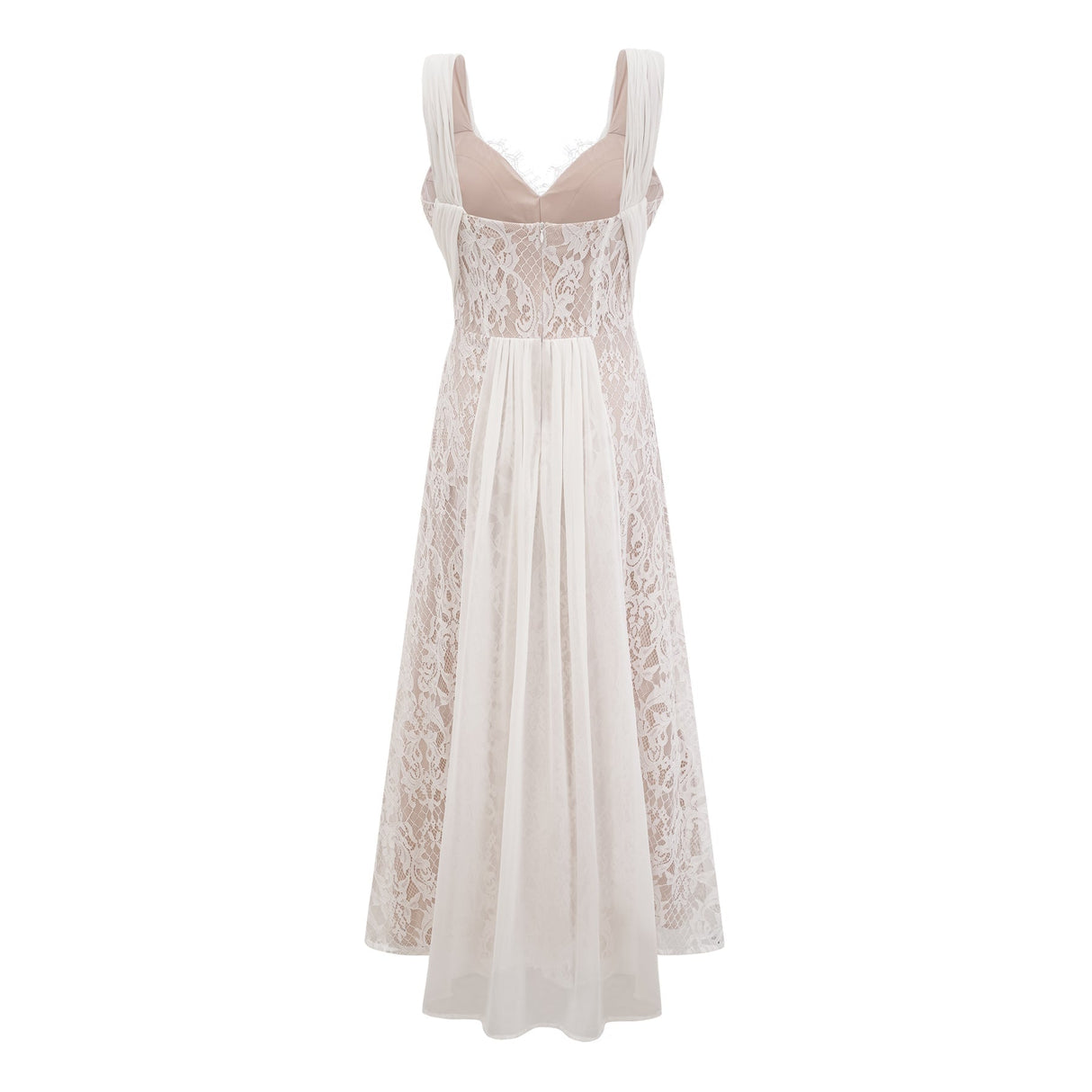 Violetta Maxi Dress in Immaculate White with V - Neck