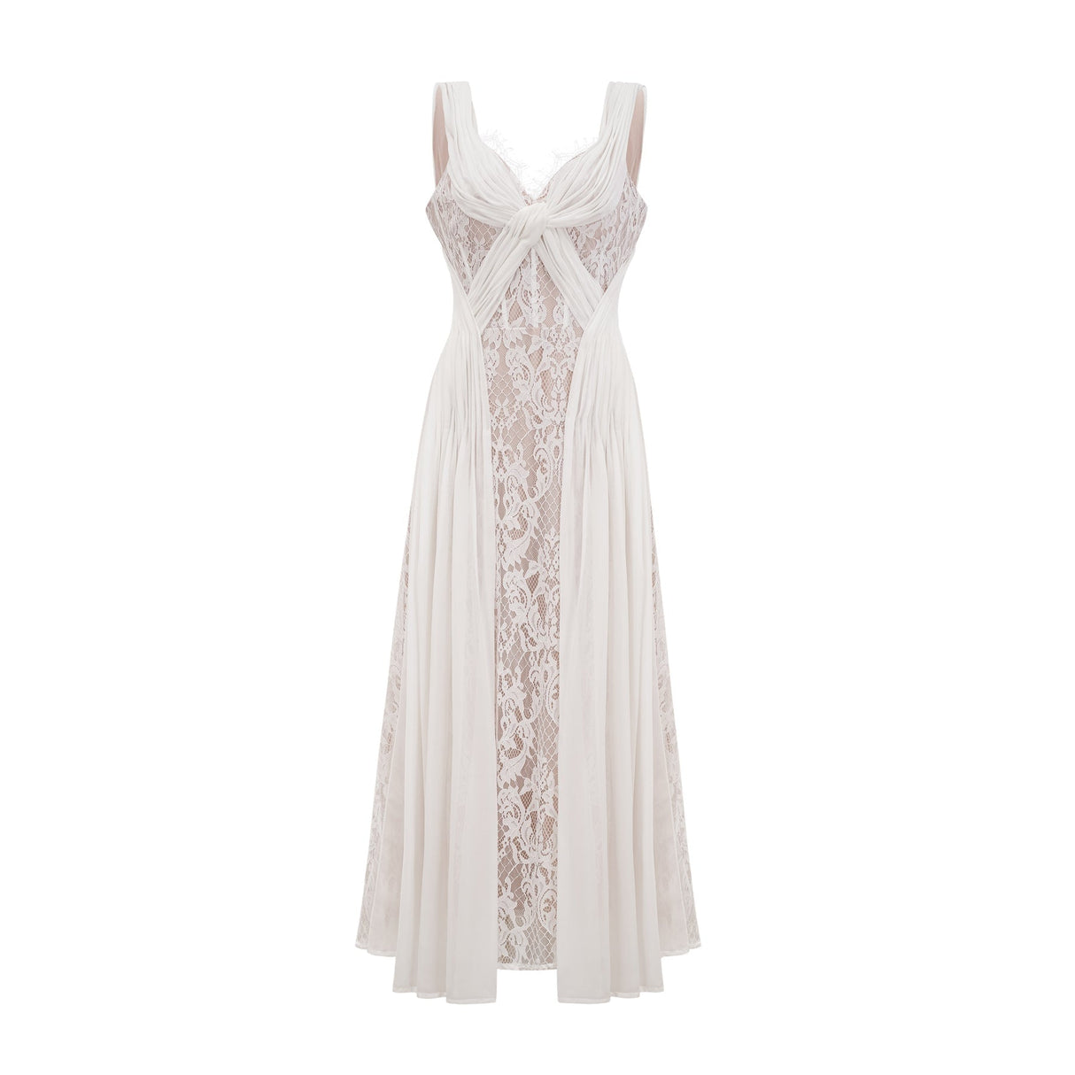 Violetta Maxi Dress in Immaculate White with V - Neck