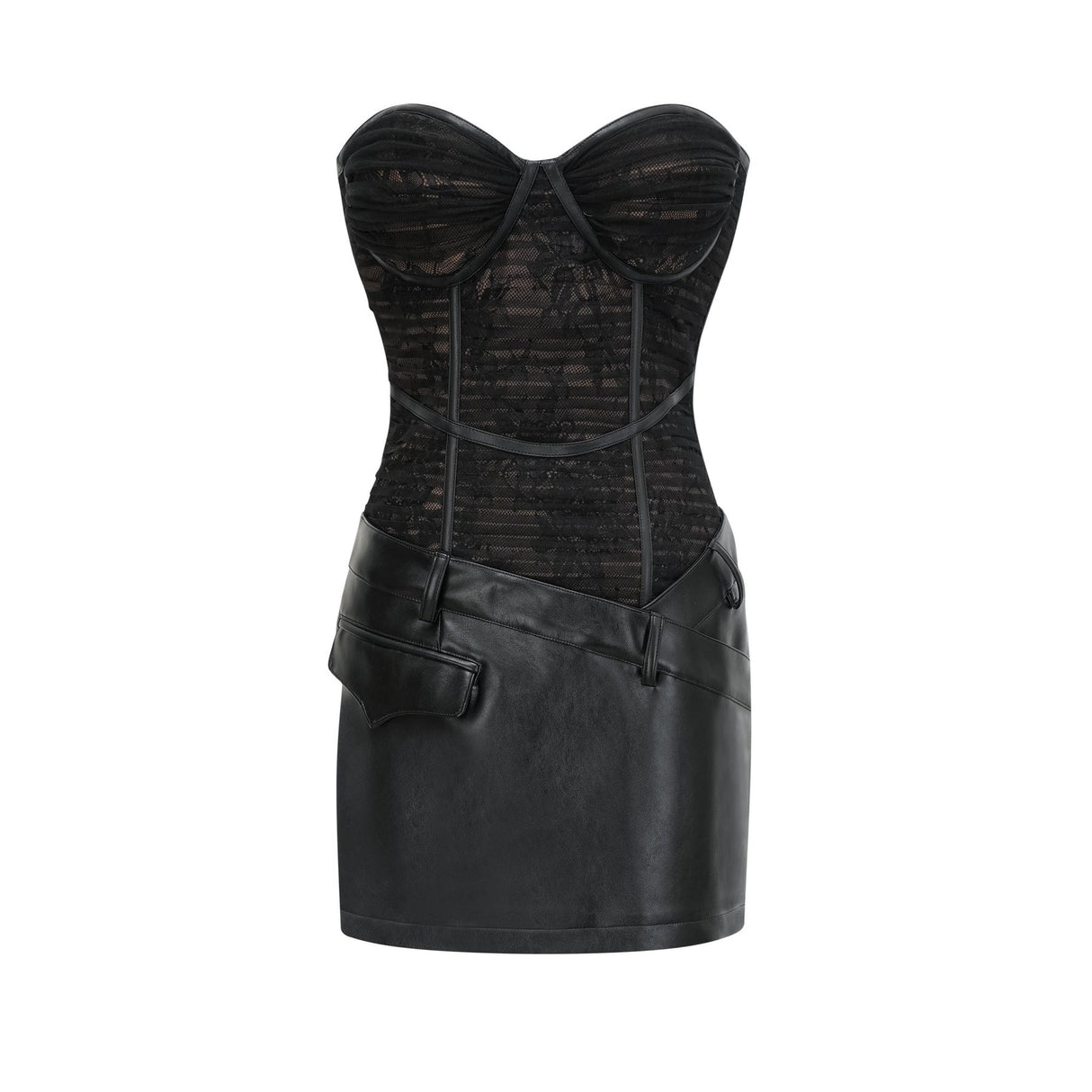 Violetta Mini Dress Mesh Bustier Asymmetric Chic