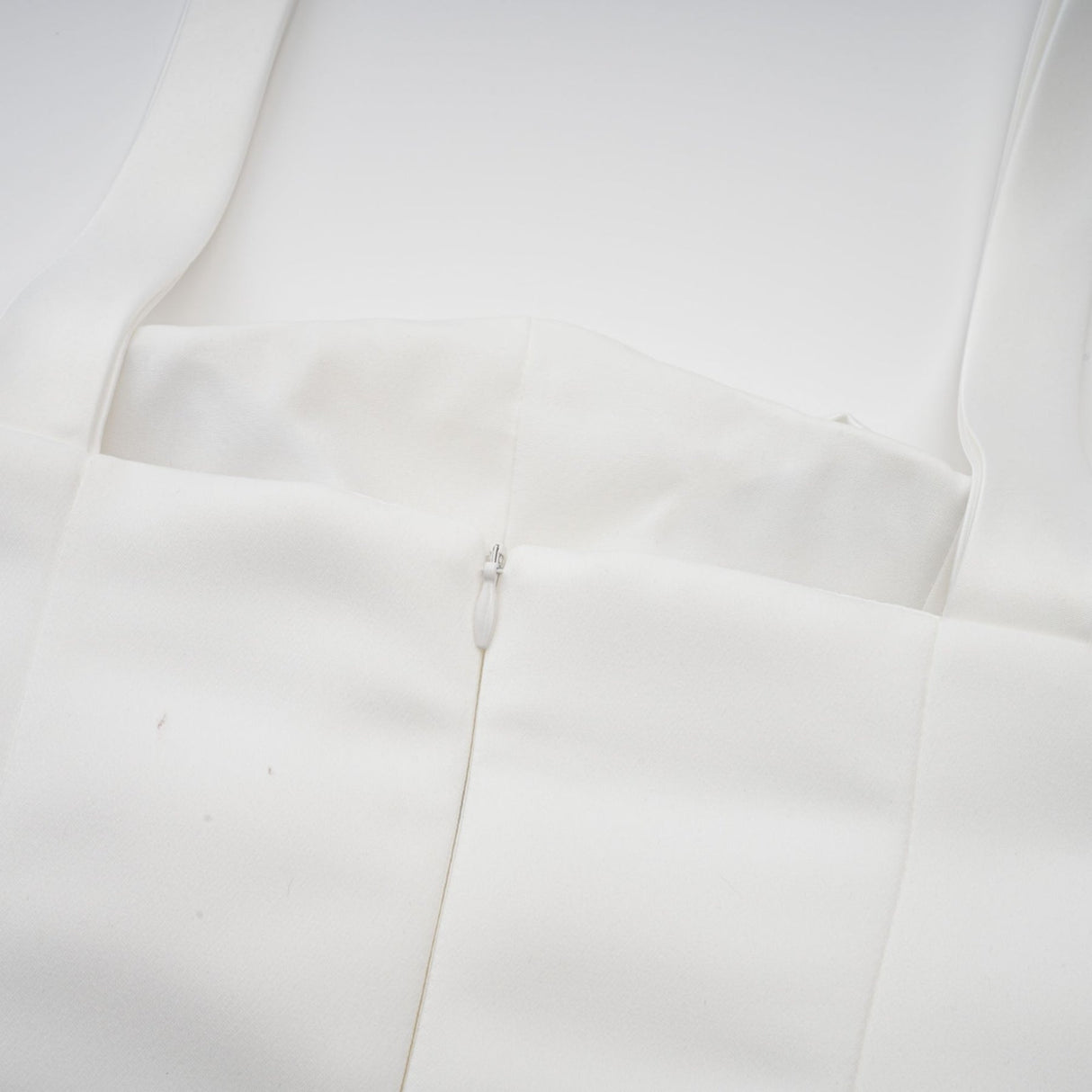 Violetta Mini Dress White Halterneck Ruffled Hem Zip Included