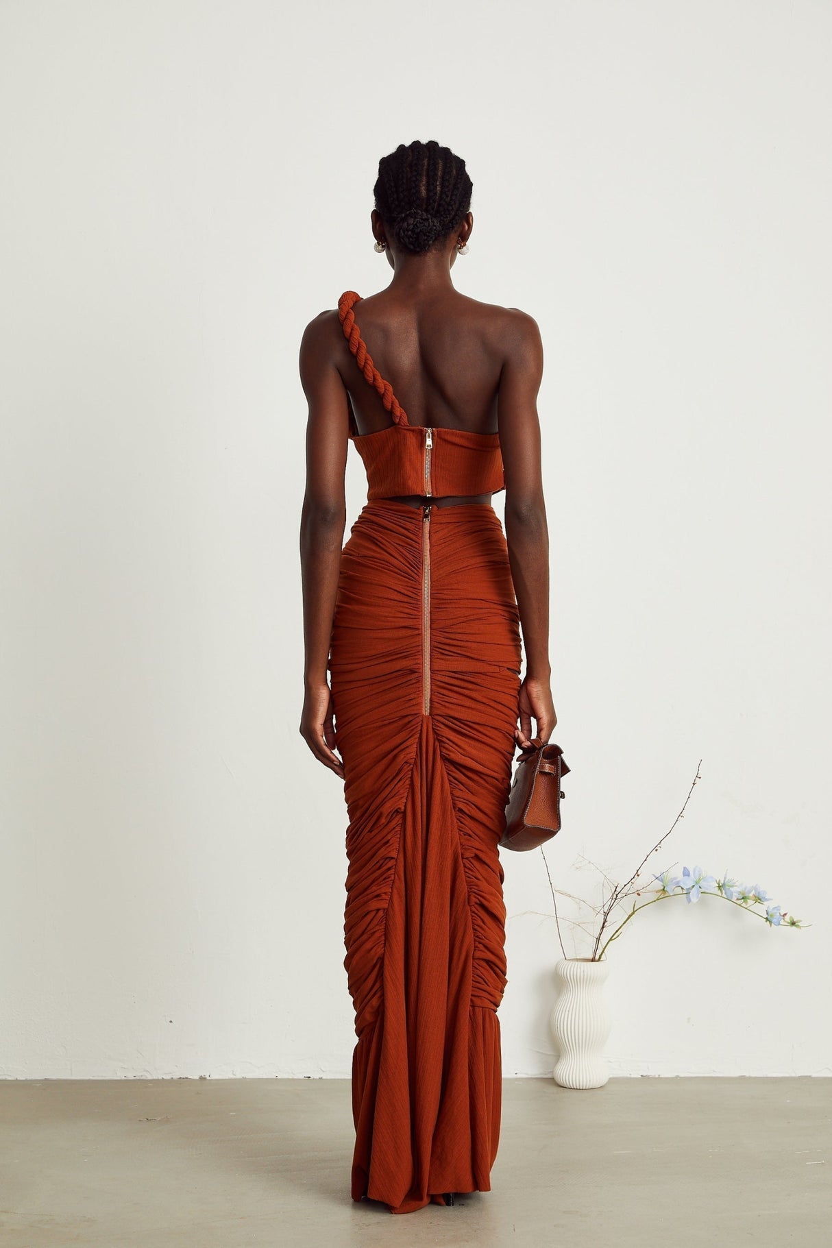 Violetta Skirt & Top Set Brown Twisted Cut Out Matching Duo