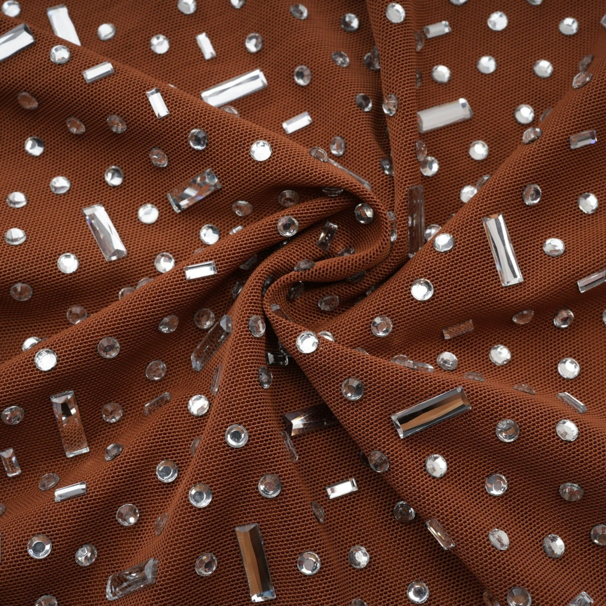 Virginia Maxi Dress - Halter Neck Brown with Crystal Embellishment & Bodycon Fit