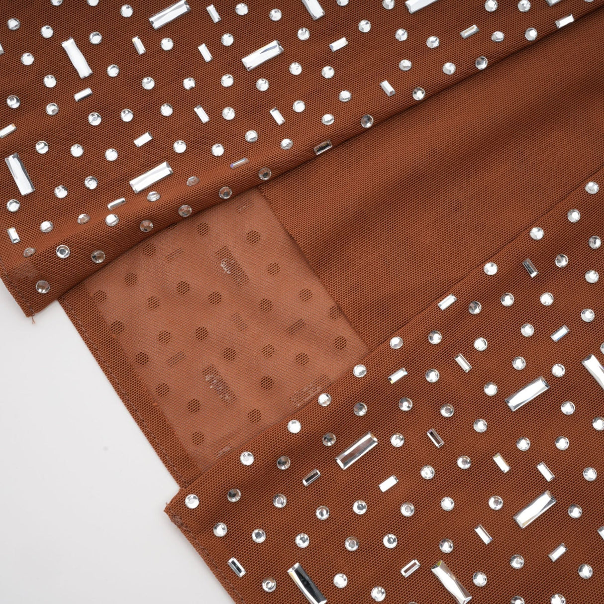 Virginia Maxi Dress - Halter Neck Brown with Crystal Embellishment & Bodycon Fit