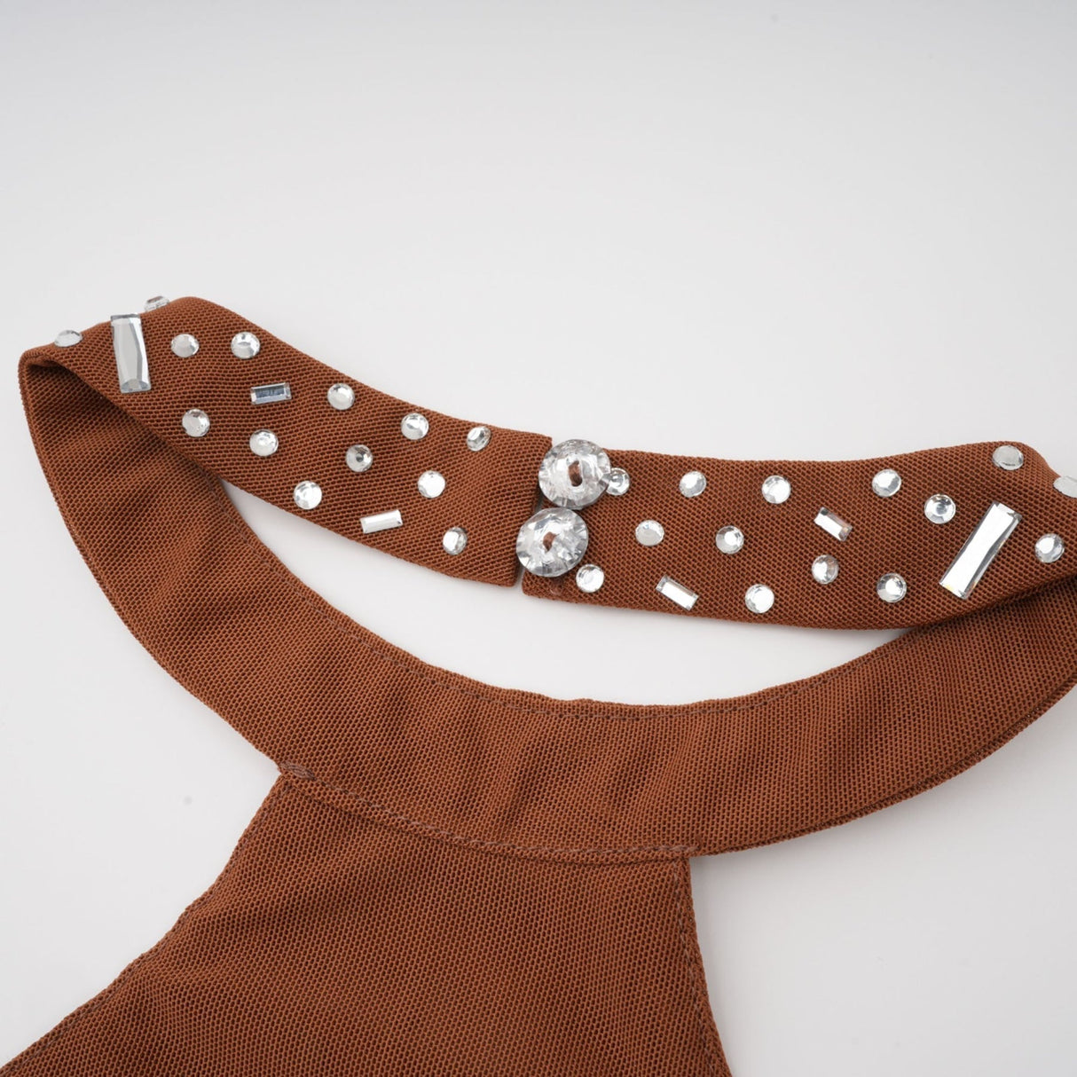Virginia Maxi Dress - Halter Neck Brown with Crystal Embellishment & Bodycon Fit