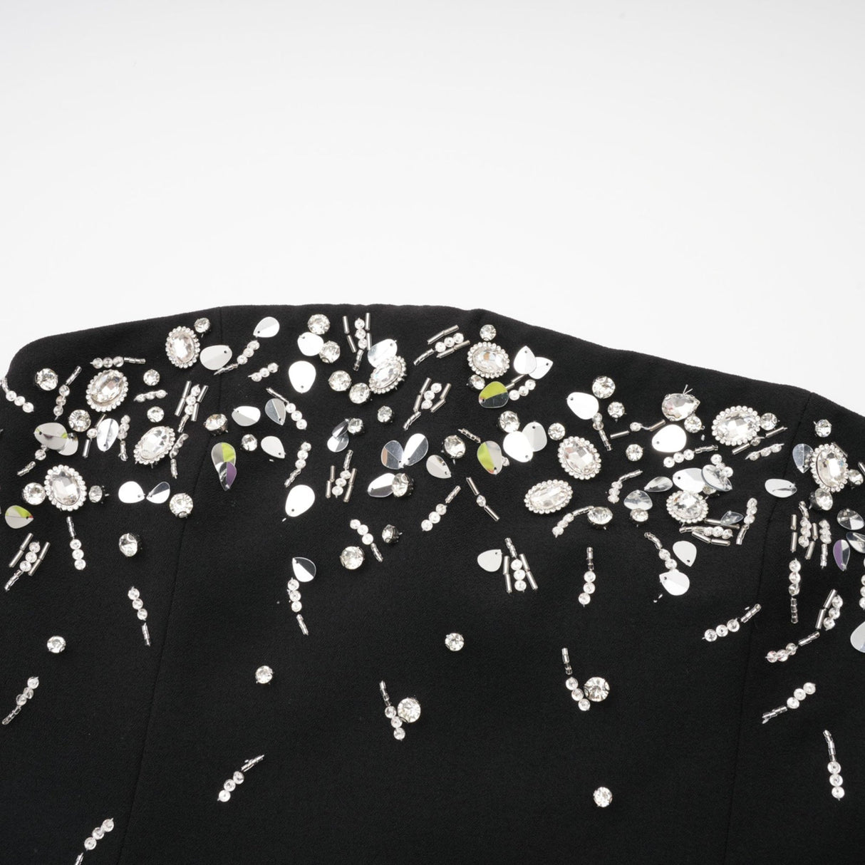 Vittoria Mini Dress Crystal Embellished Black Strapless & Flared