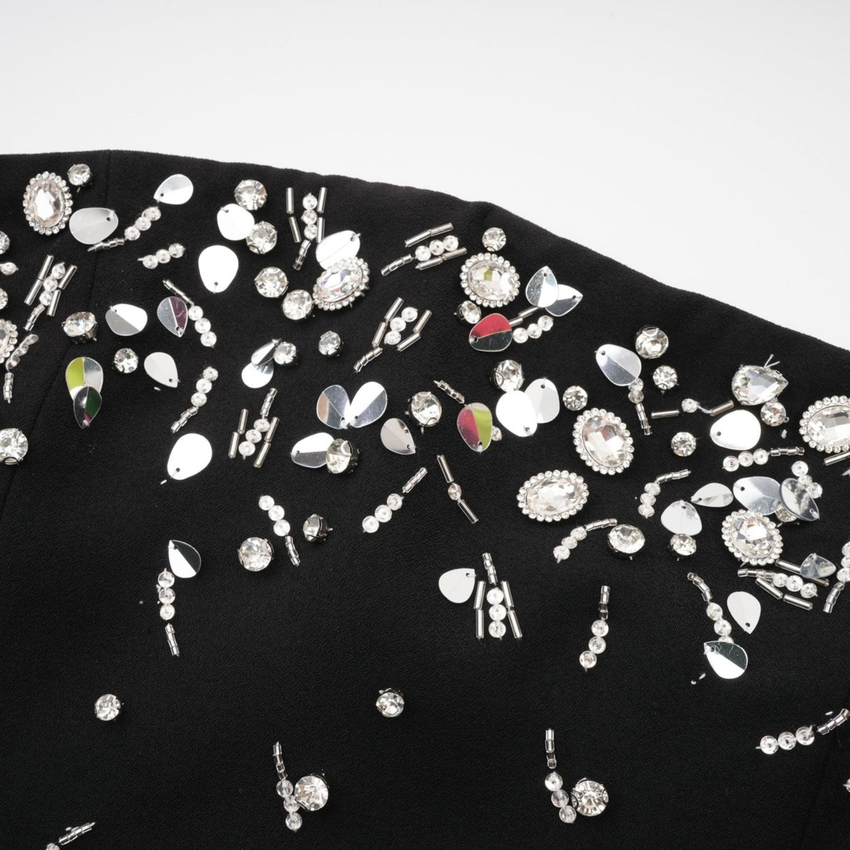 Vittoria Mini Dress Crystal Embellished Black Strapless & Flared